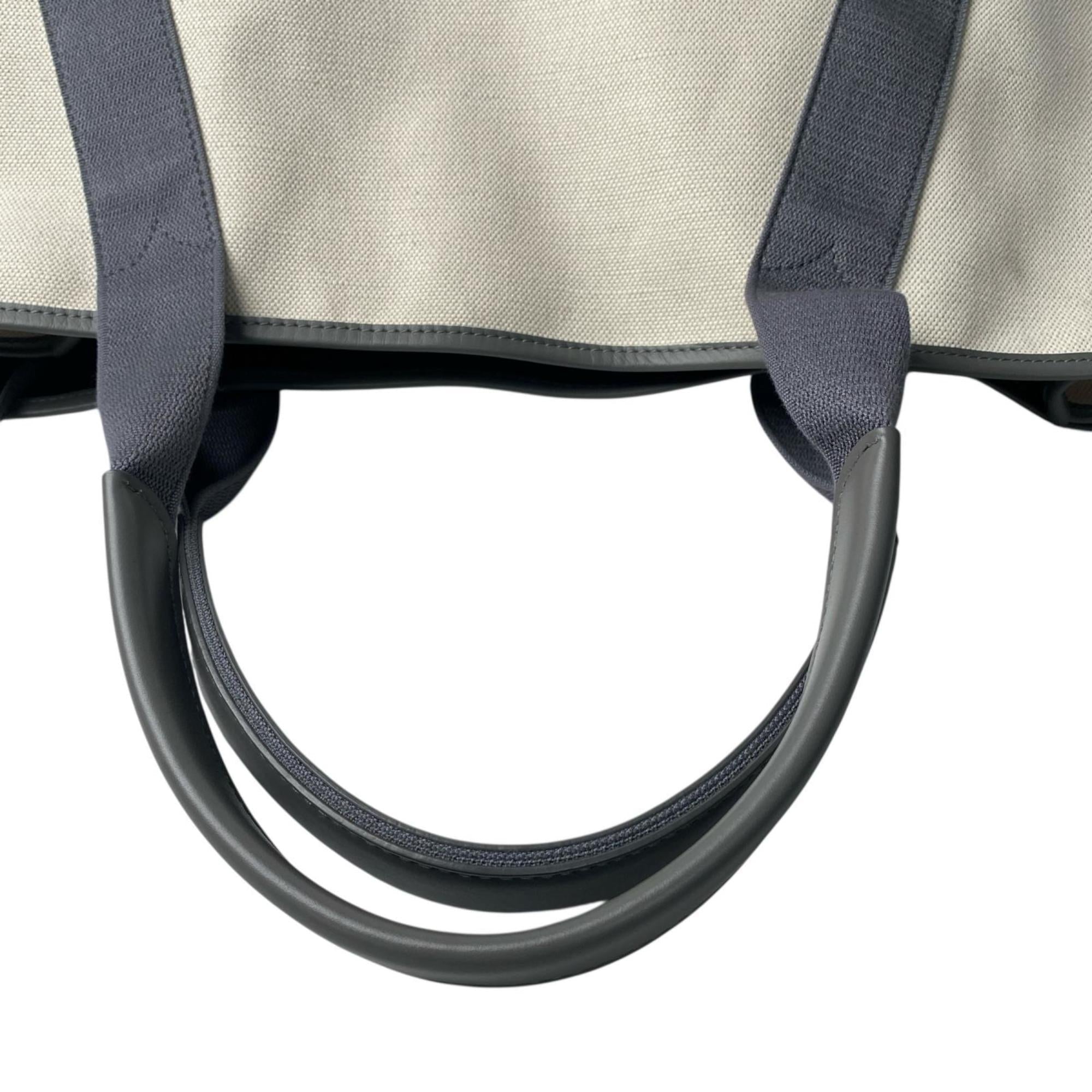 Balenciaga Gray Ivory Canvas Leather Handbag Tote