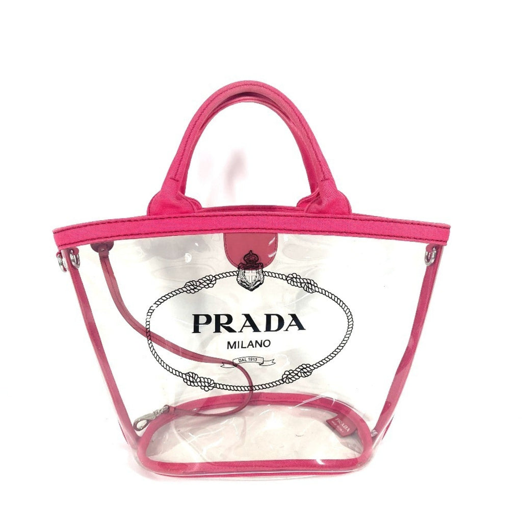 Prada Canapa Pink Vinyl Beach Bag Handbag Shoulder Bag Tote Bag