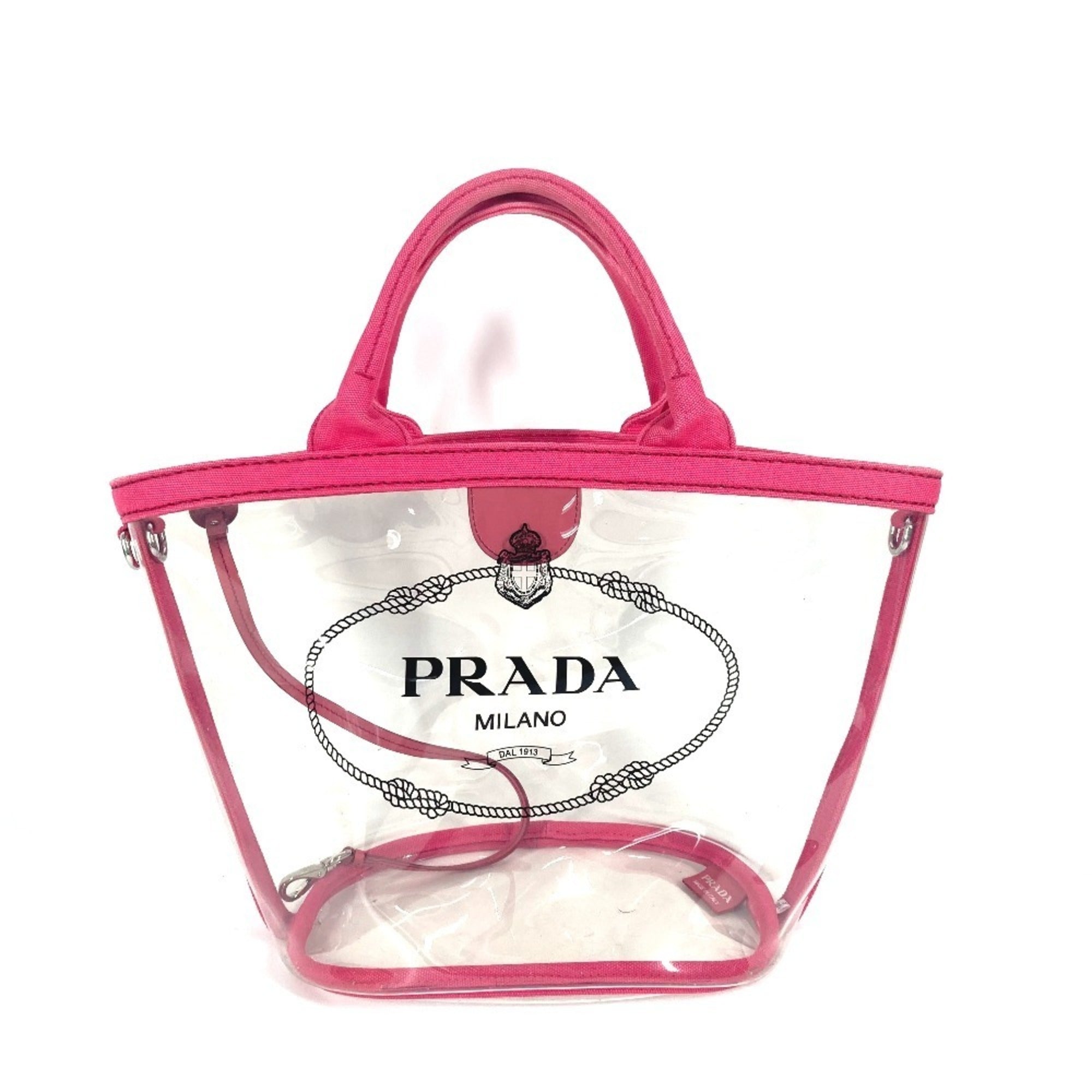 Prada Canapa Pink Vinyl Beach Bag Handbag Shoulder Bag Tote Bag
