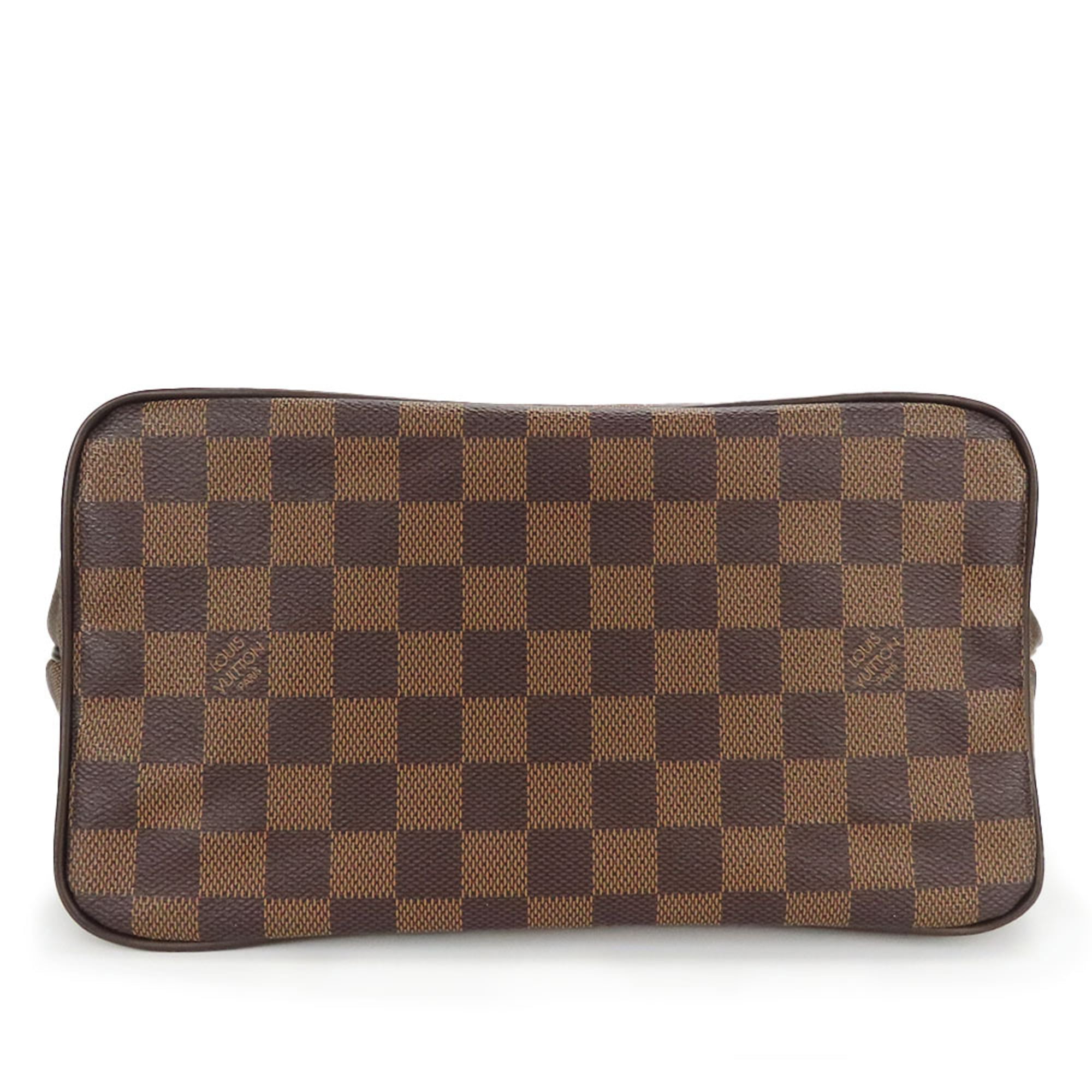 Louis Vuitton Brown Damier Canvas Leather Tote Bag