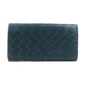 Bottega Veneta Blue Green Intrecciato Long Wallet (Bi-Fold)
