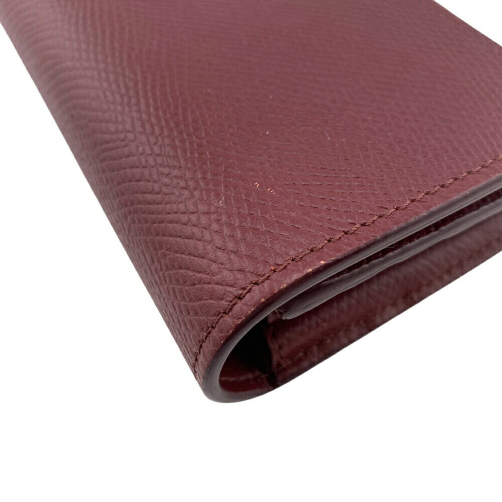 Celine Bordeaux Leather Long Wallet (Bi-Fold)