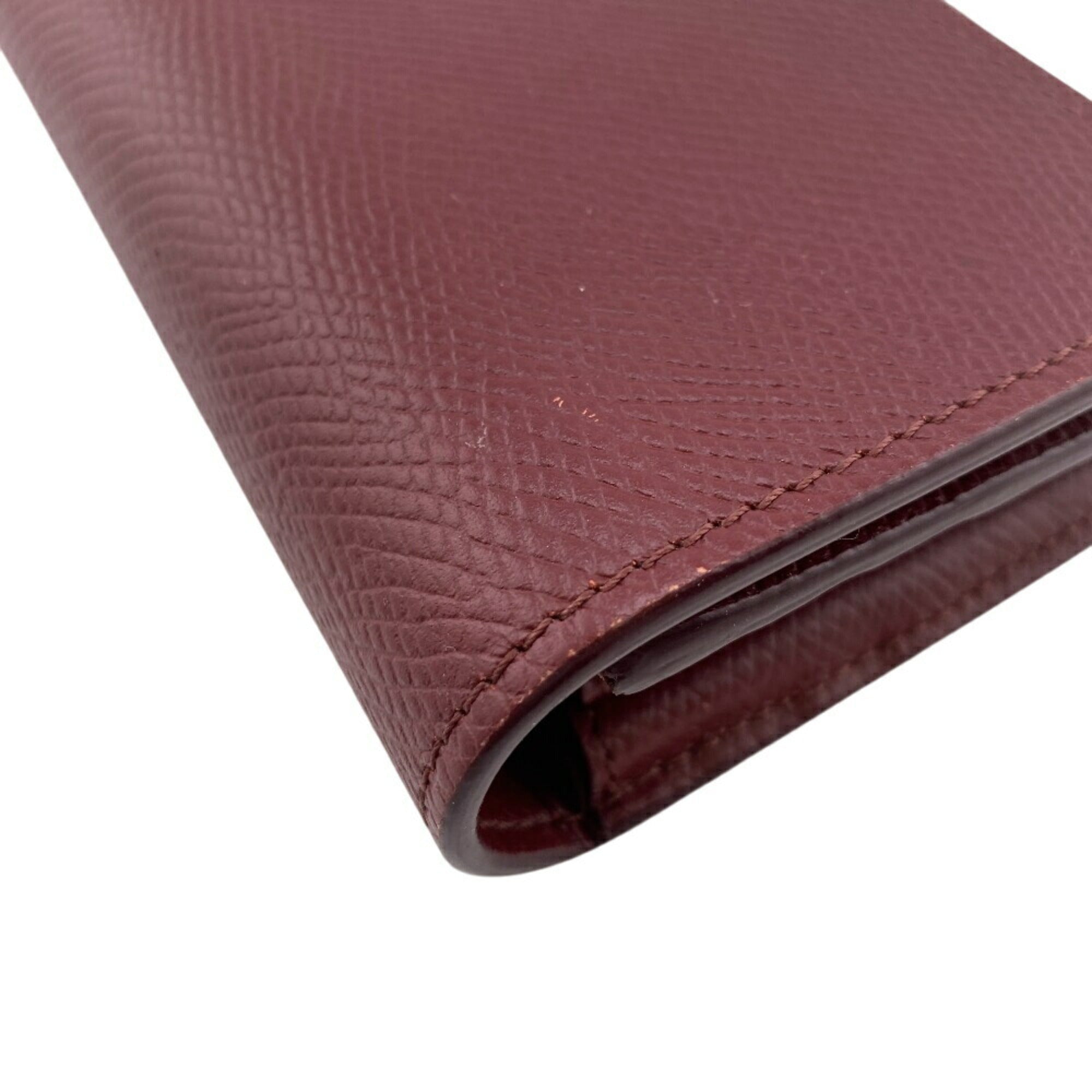 Celine Bordeaux Leather Long Wallet (Bi-Fold)