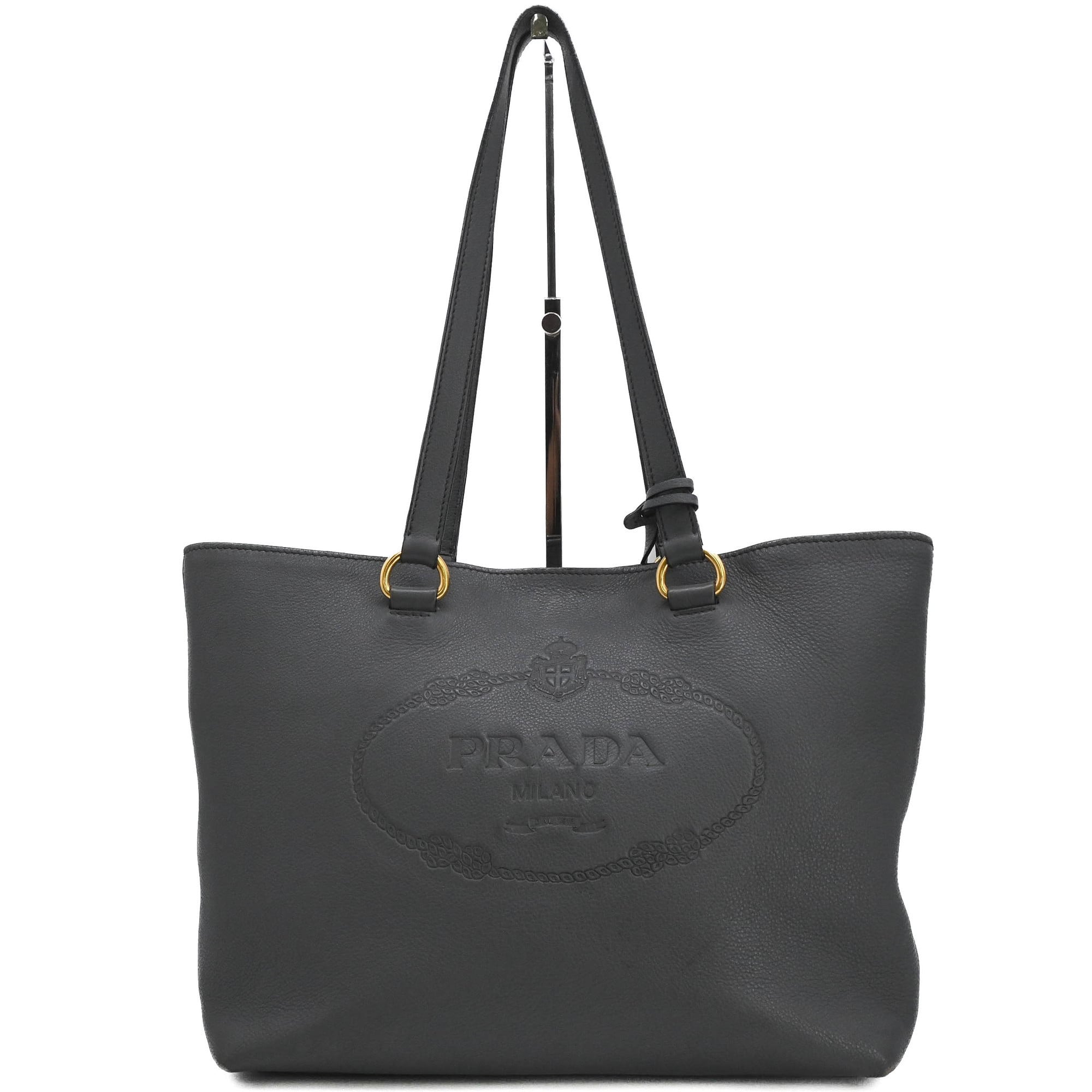 Prada Gray Leather Handbag