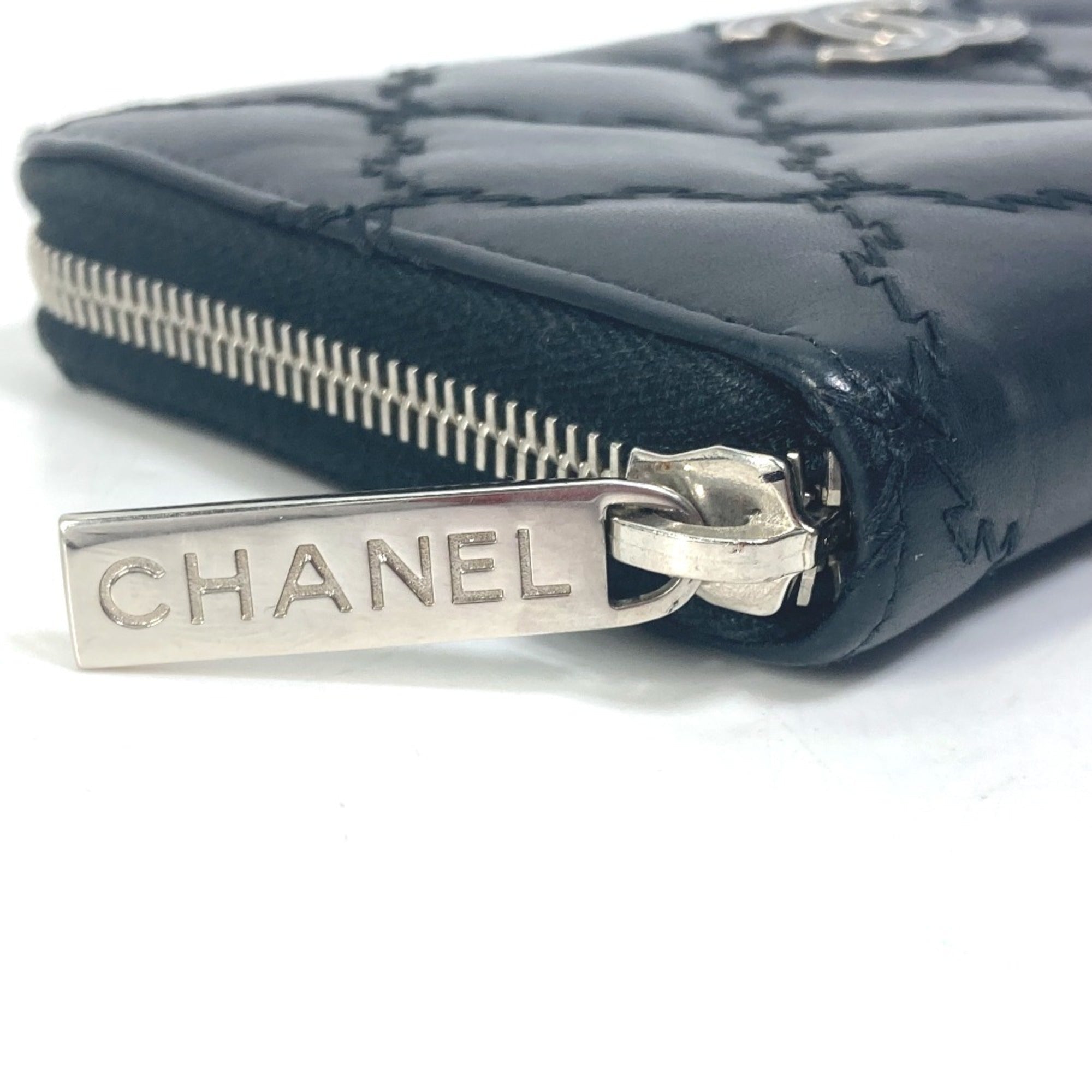 Chanel Black Leather Long Wallet (Bi-Fold)