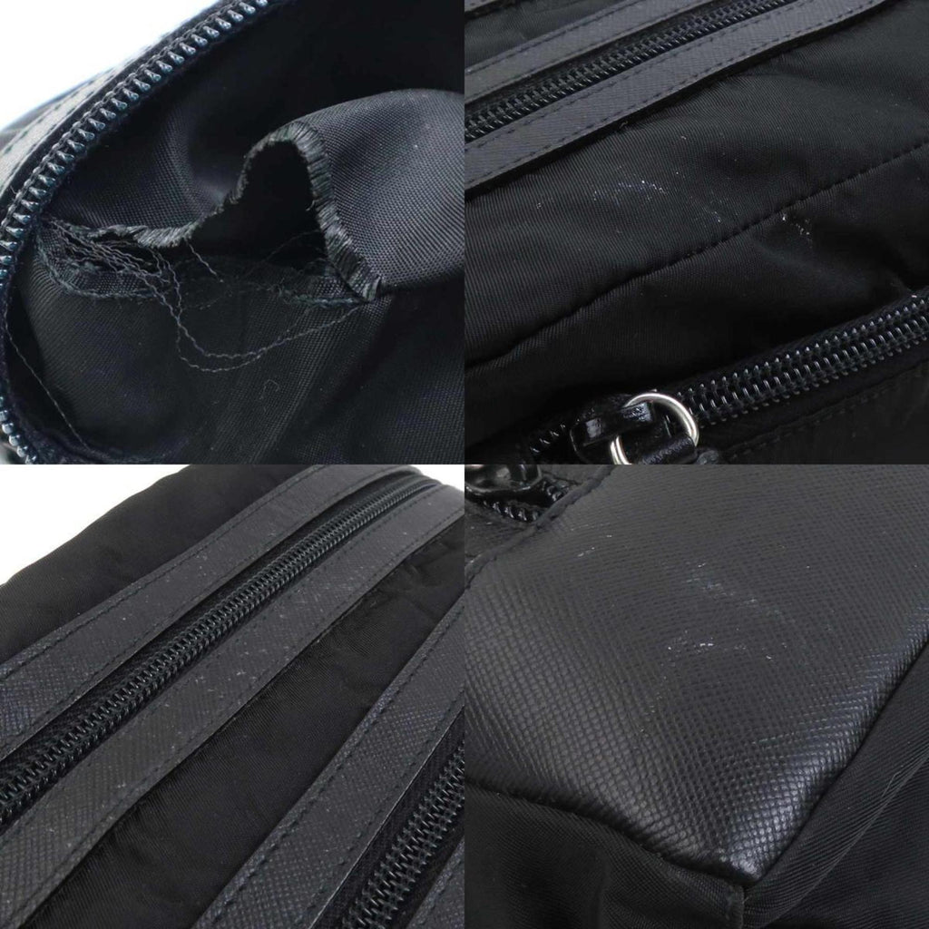 Prada Black Nylon Leather Clutch Bag Pouch