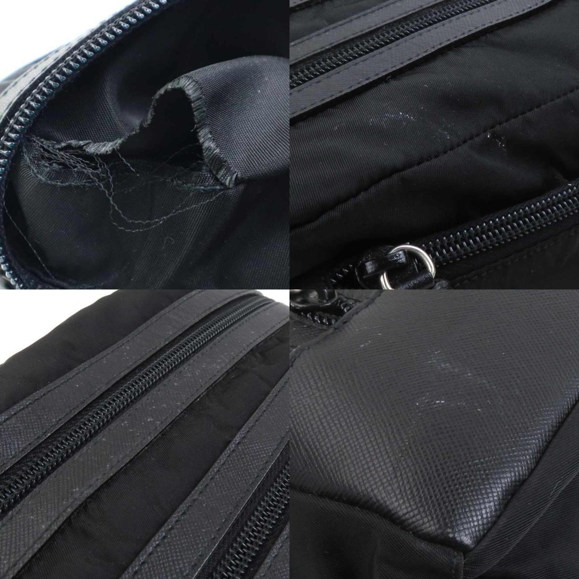 Prada Black Nylon Leather Clutch Bag Pouch