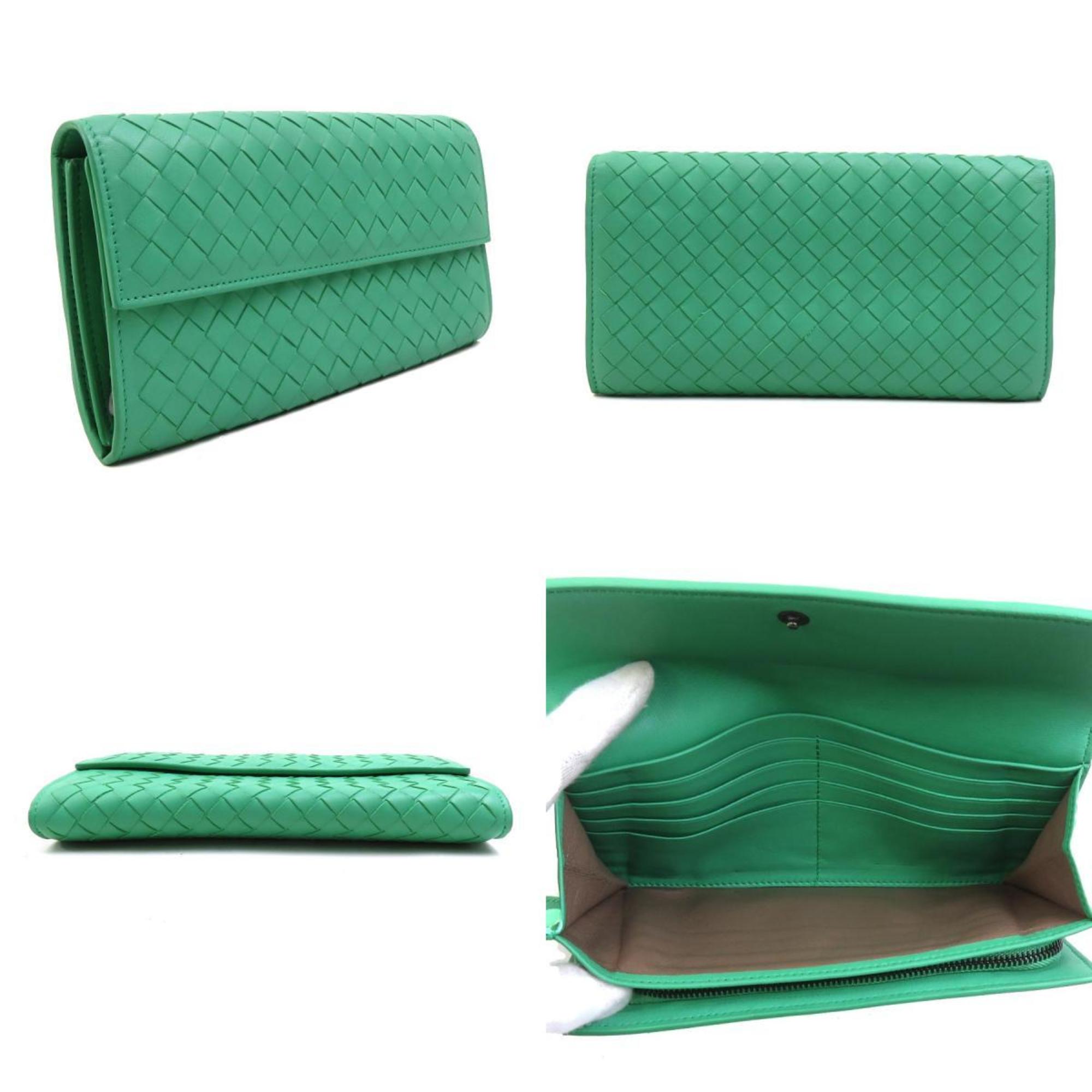 Bottega Veneta Green Intrecciato Long Wallet (Bi-Fold)