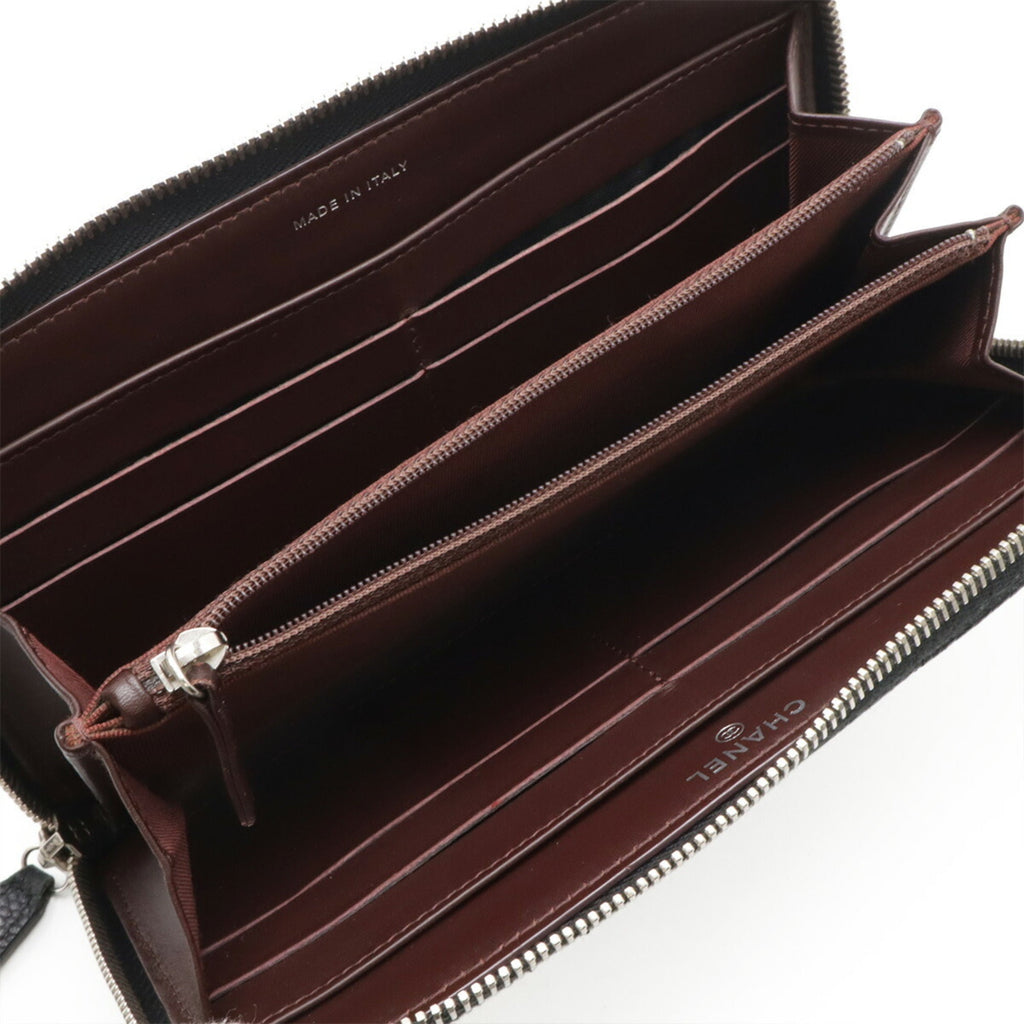 Chanel Matelasse Black Grained Calfskin Long Wallet (Bi-Fold)