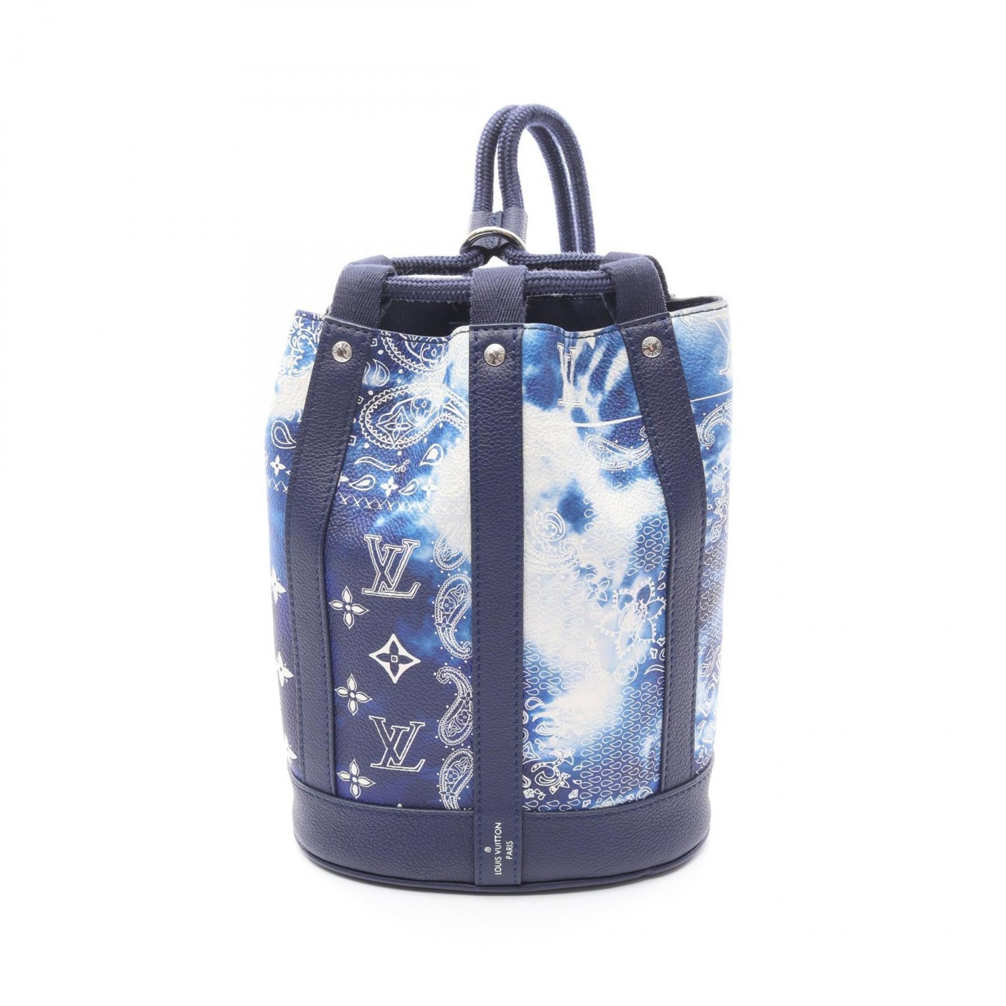 Louis Vuitton Blue Leather Coated Canvas Shoulder Bag