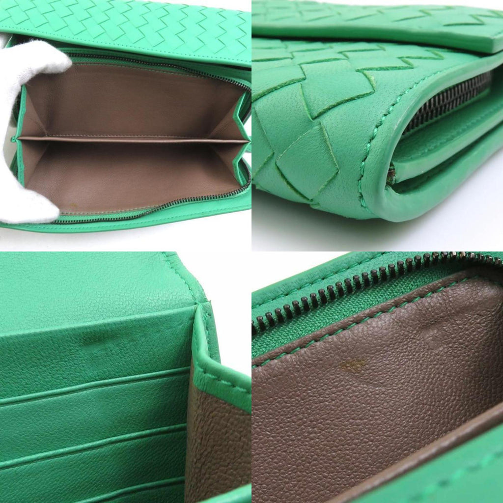 Bottega Veneta Green Intrecciato Long Wallet (Bi-Fold)