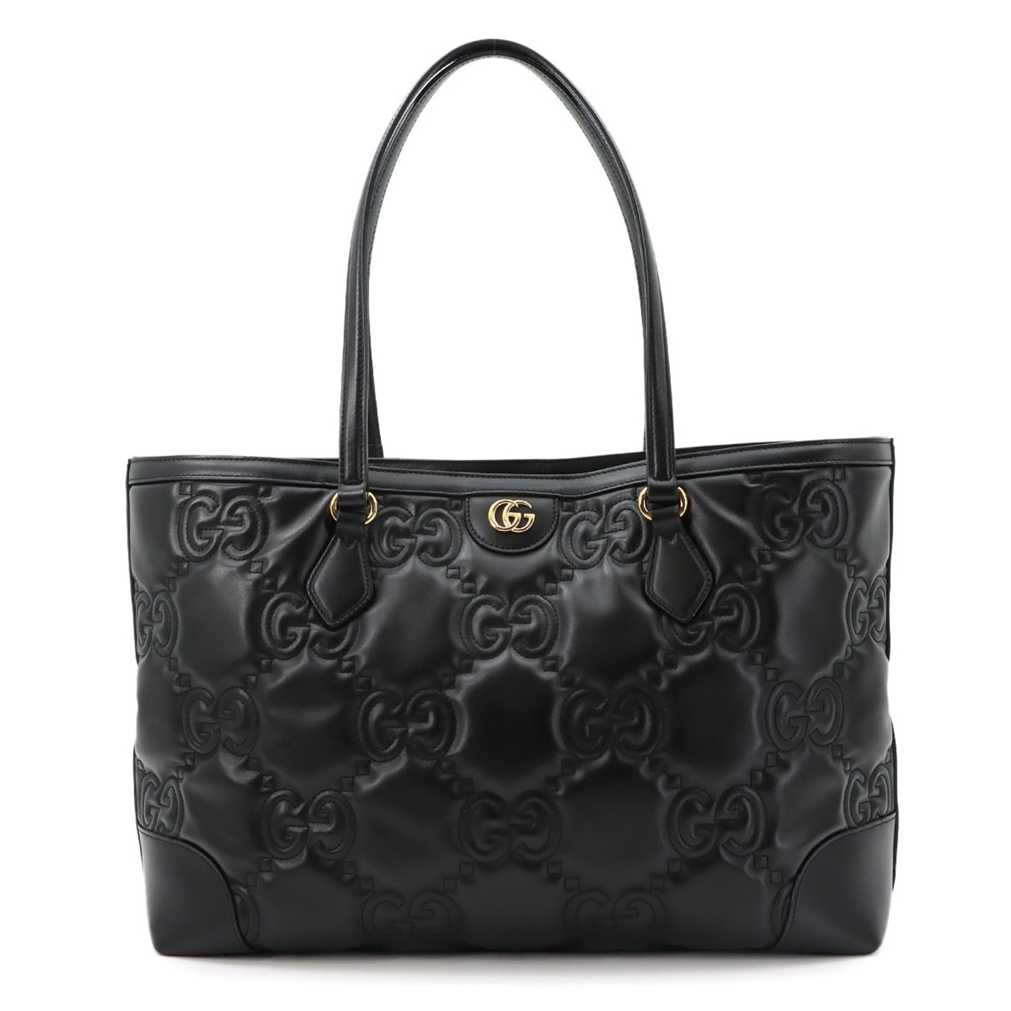 Gucci Black Leather Handbag Tote Bag (Pre-Owned)