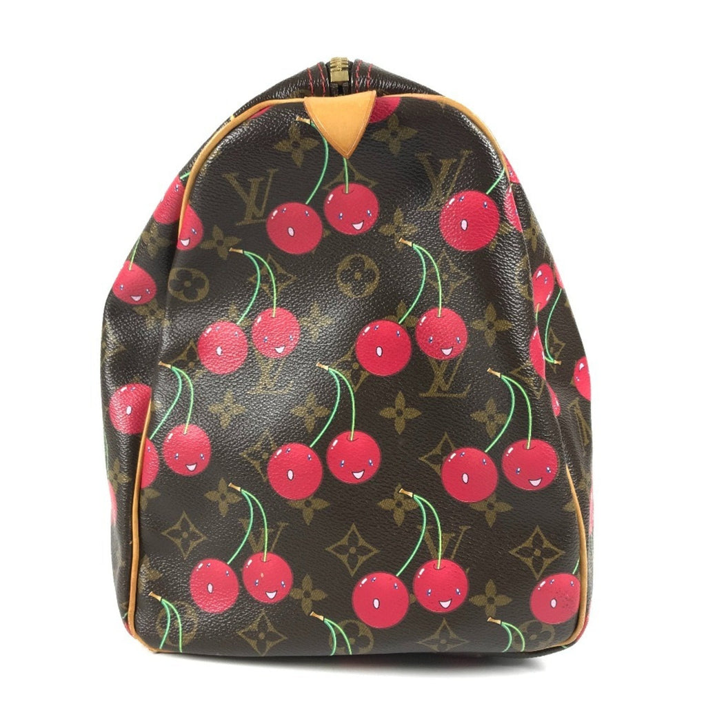 Louis Vuitton Brown Red Color Monogram Cherry Blossom Canvas Boston Bag
