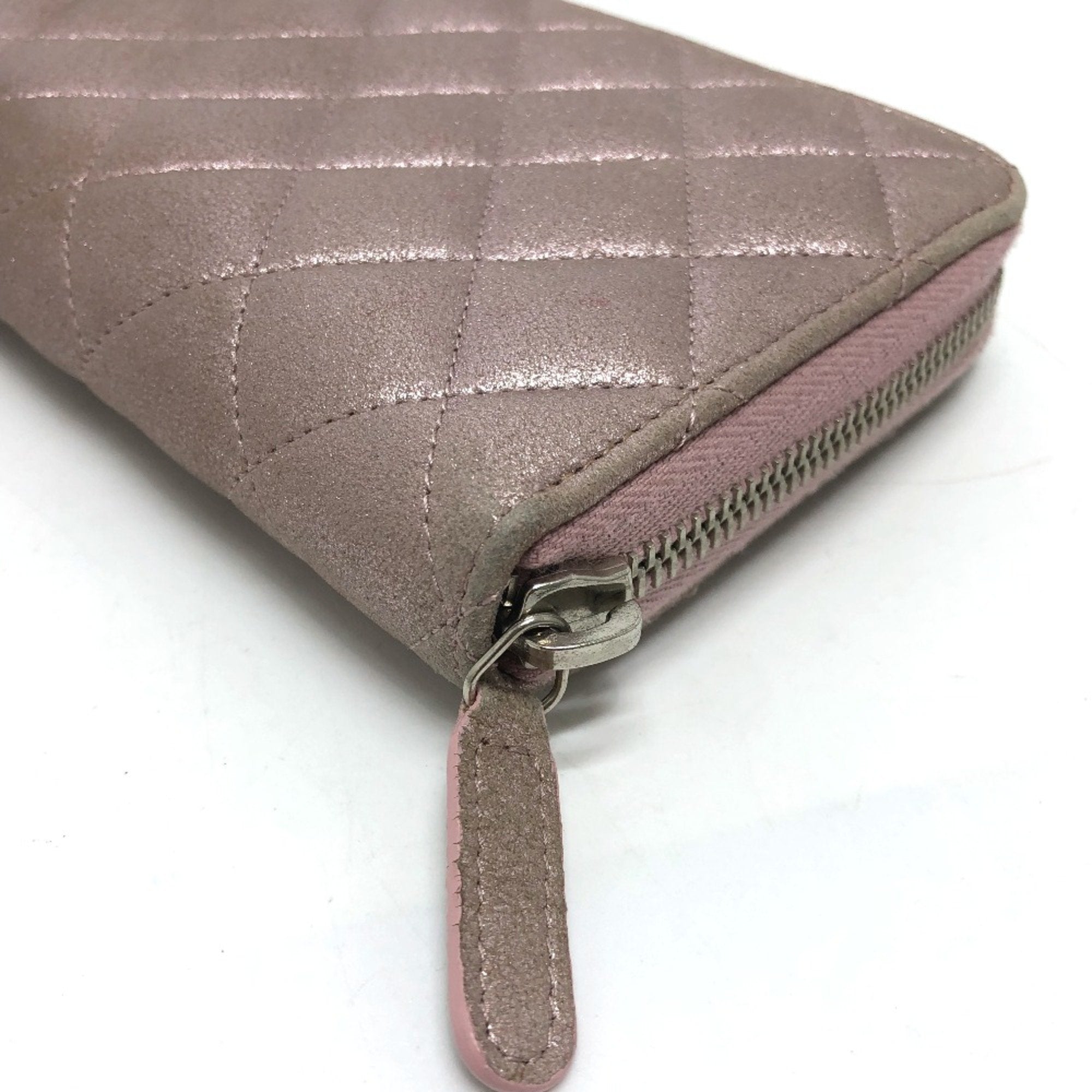 Chanel Pink Leather Long Wallet (Bi-Fold)