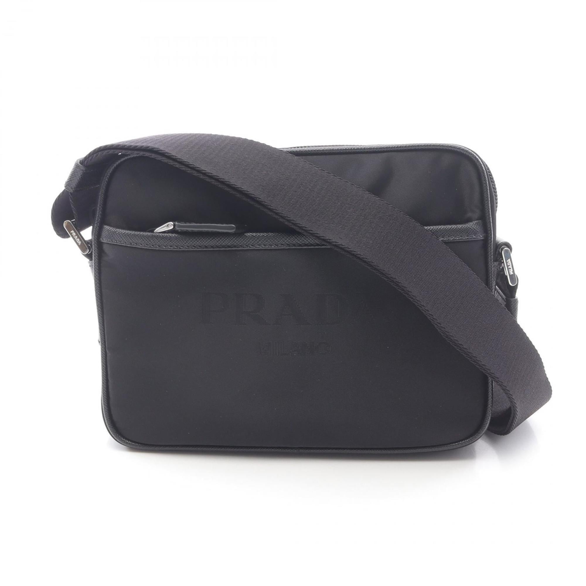 Prada Black Nylon Leather Shoulder Bag