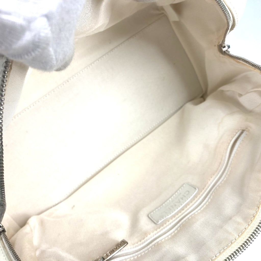 Chanel White Leather Boston Bag