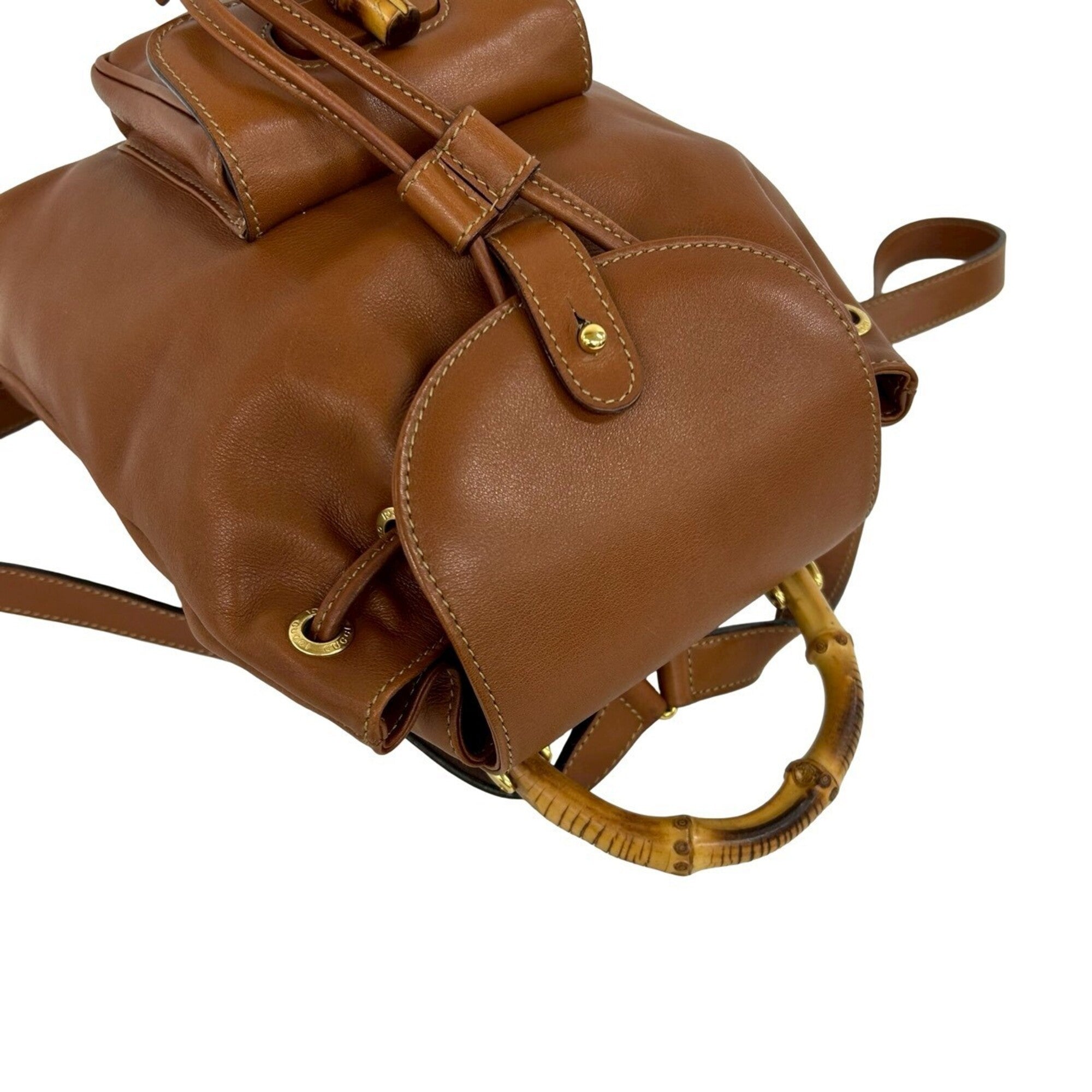 Gucci Brown Leather Bamboo Backpack (Pre-Owned)