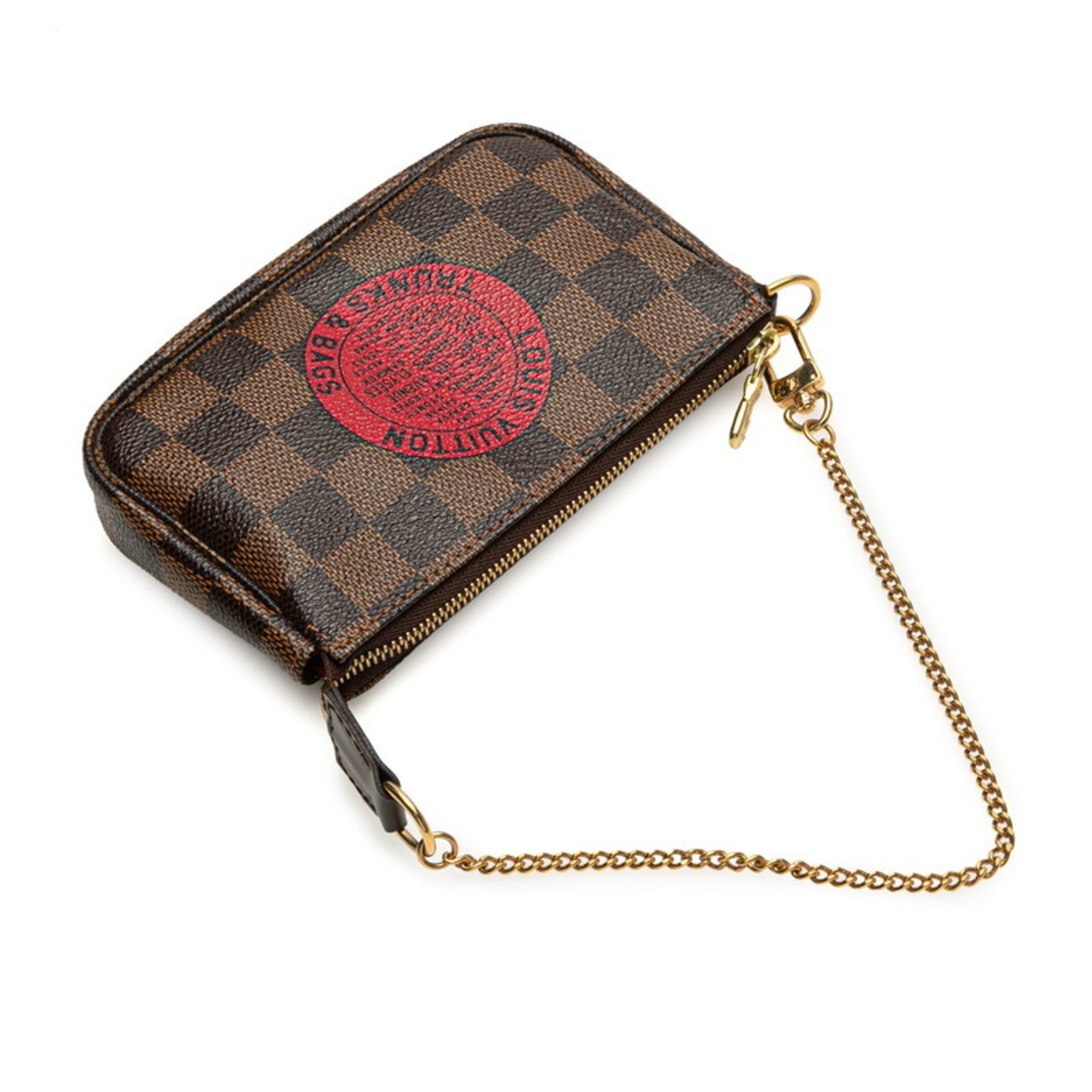 Louis Vuitton Damier Brown Red Color Pvc Leather Handbag Pochette