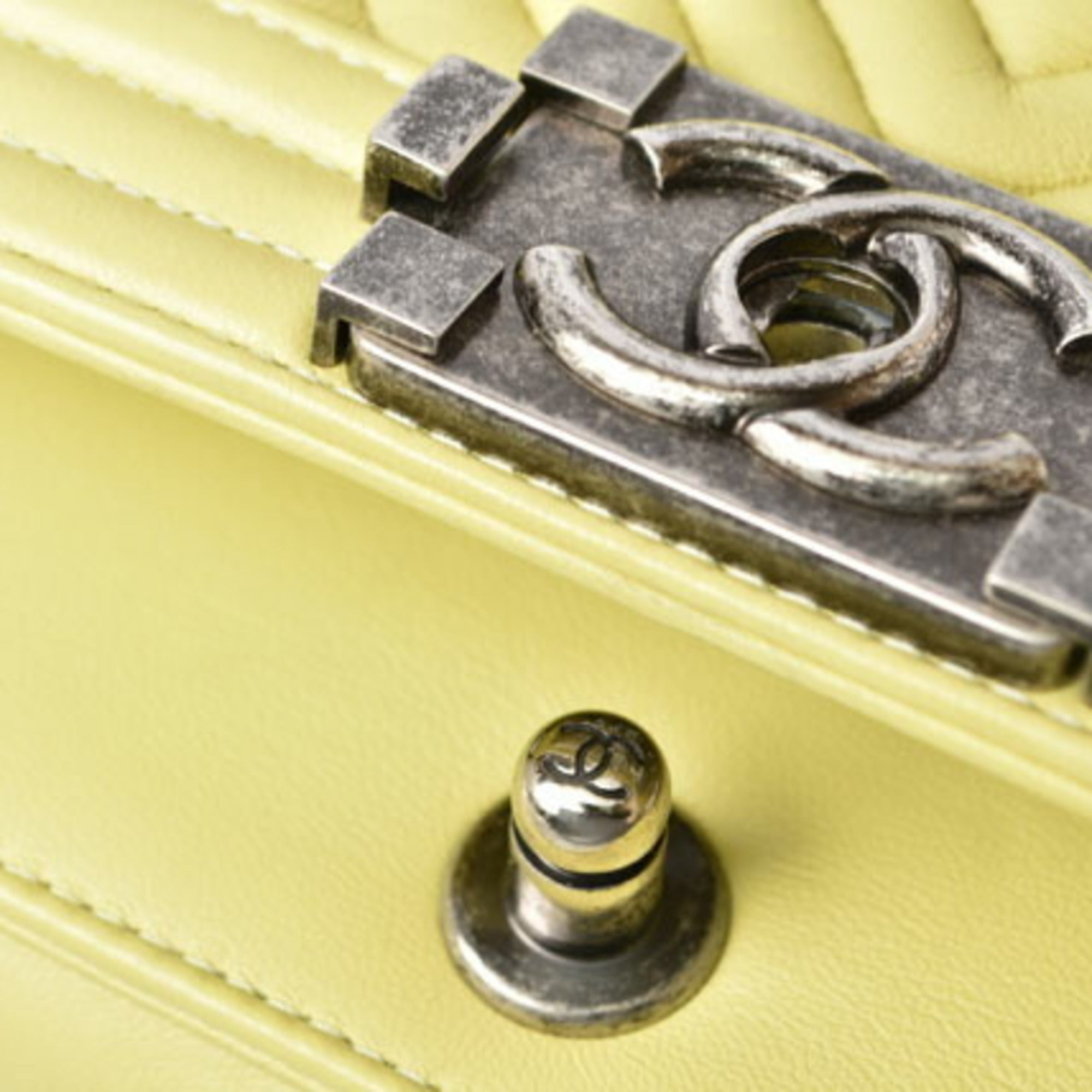 Chanel Yellow Leather Clutch Bag Shoulder Bag