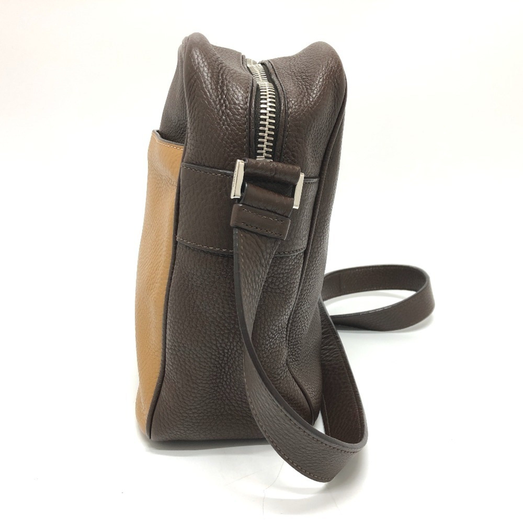 Prada Beige Brown Leather Shoulder Bag