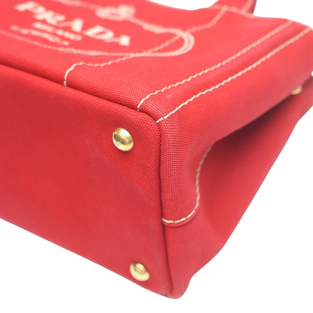 Prada Red Color Canvas Tote Bag