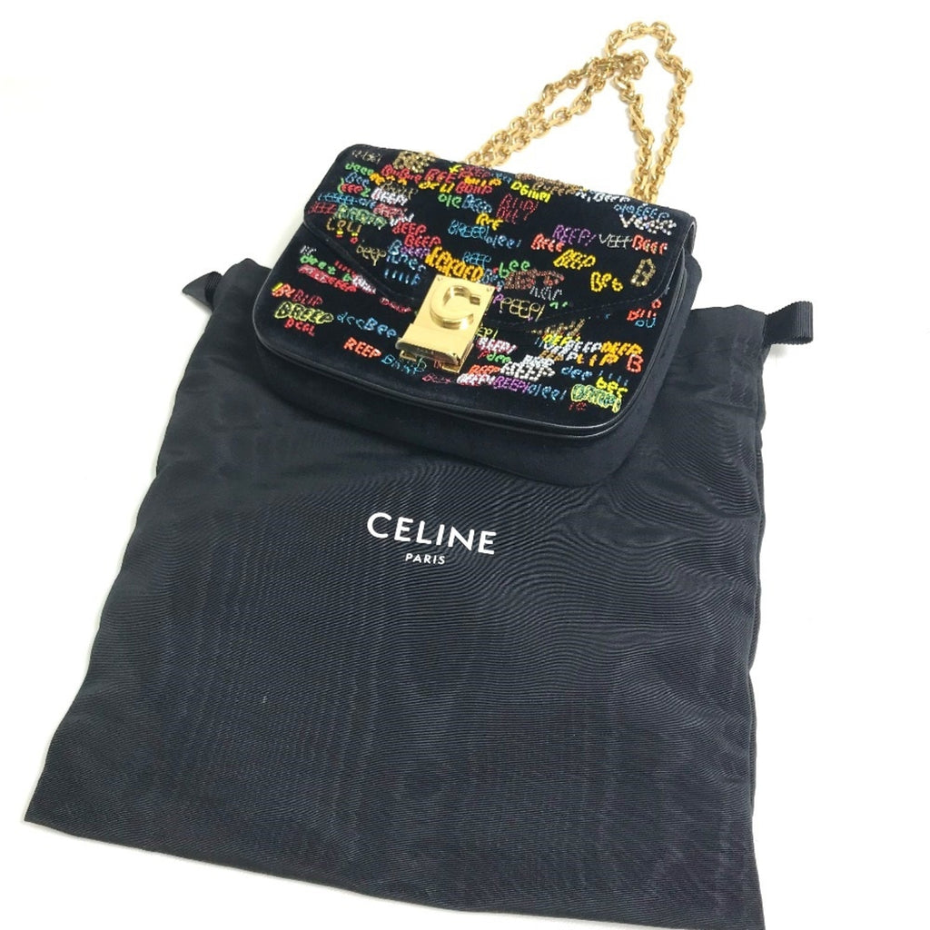 Celine Black Leather Shoulder Bag