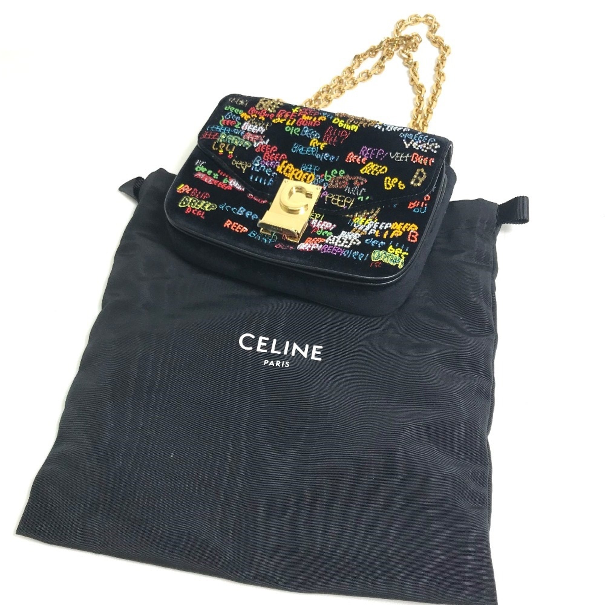 Celine Black Leather Shoulder Bag