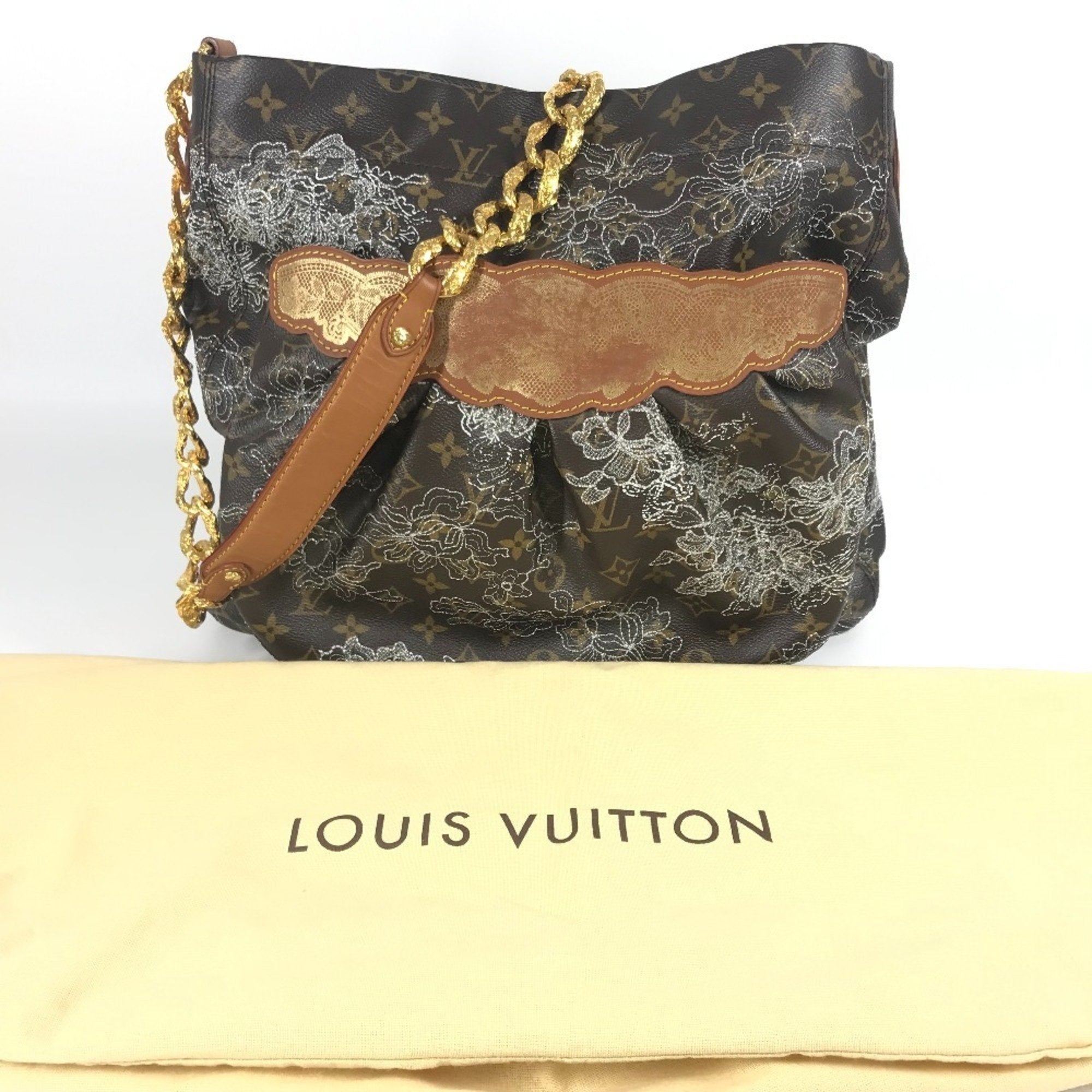 Louis Vuitton Argent Brown White Monogram Canvas Shoulder Bag Tote Bag