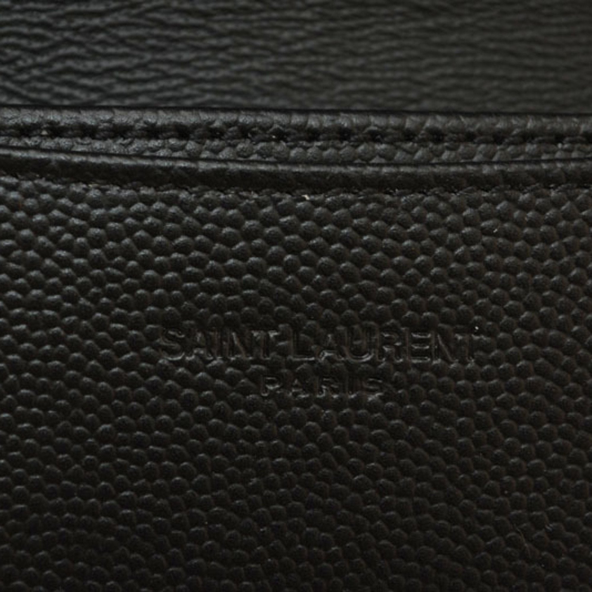 Saint Laurent Silver Black Leather Coin Purse/Coin Case (Pre-Owned)