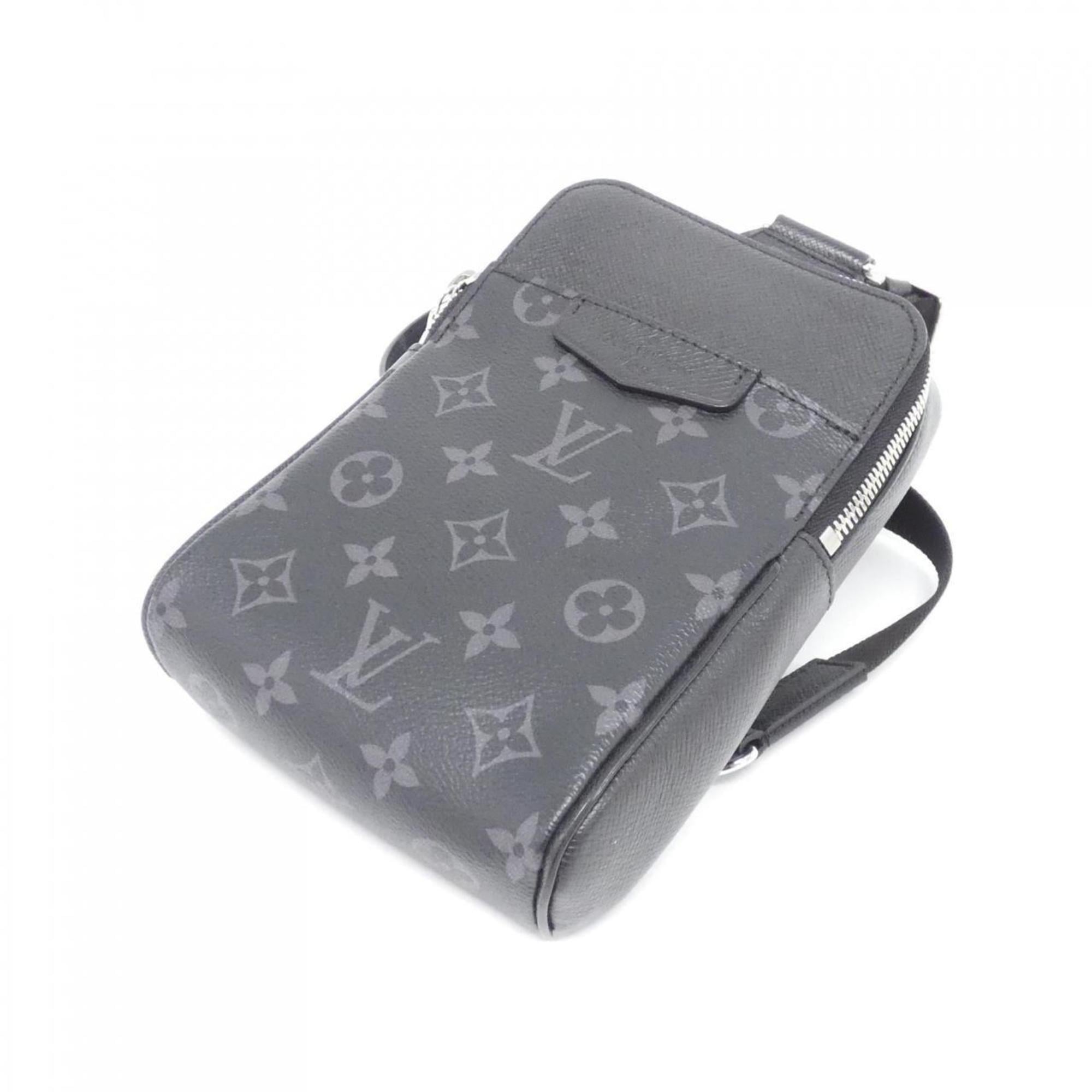 Louis Vuitton Taigarama Black Coated Canvas Leather Shoulder Bag