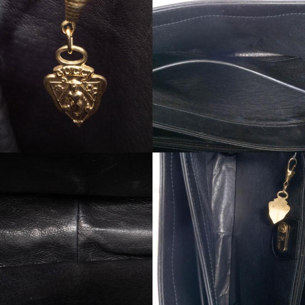 Gucci Black Leather Shoulder Bag Tote Bag (Pre-Owned)