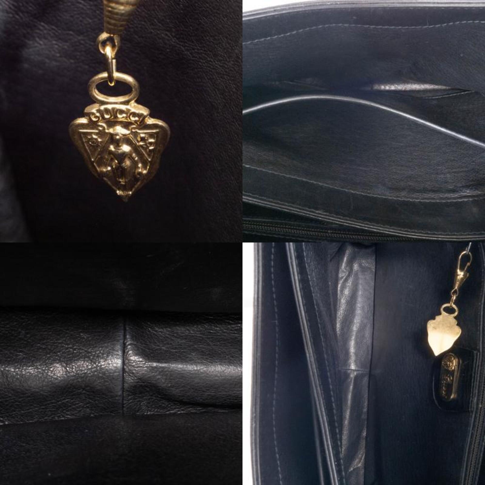 Gucci Black Leather Shoulder Bag Tote Bag (Pre-Owned)