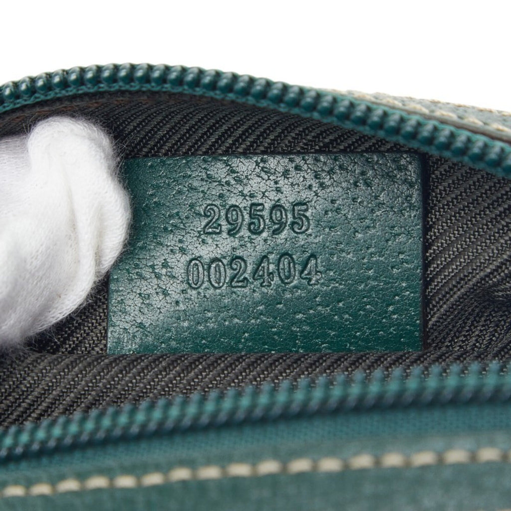 Gucci Gg Canvas Beige Green Gg Canvas Leather Handbag (Pre-Owned)