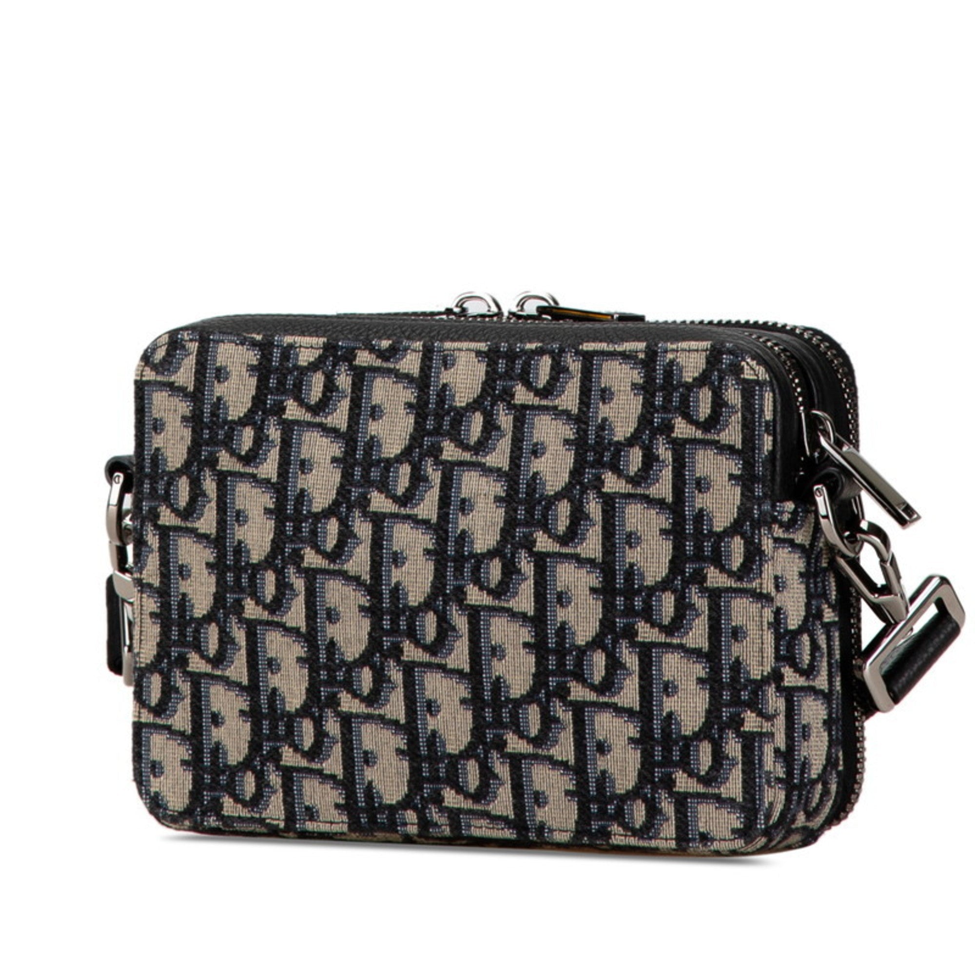 Christian Dior Beige Navy Jacquard Shoulder Bag (Pre-Owned)