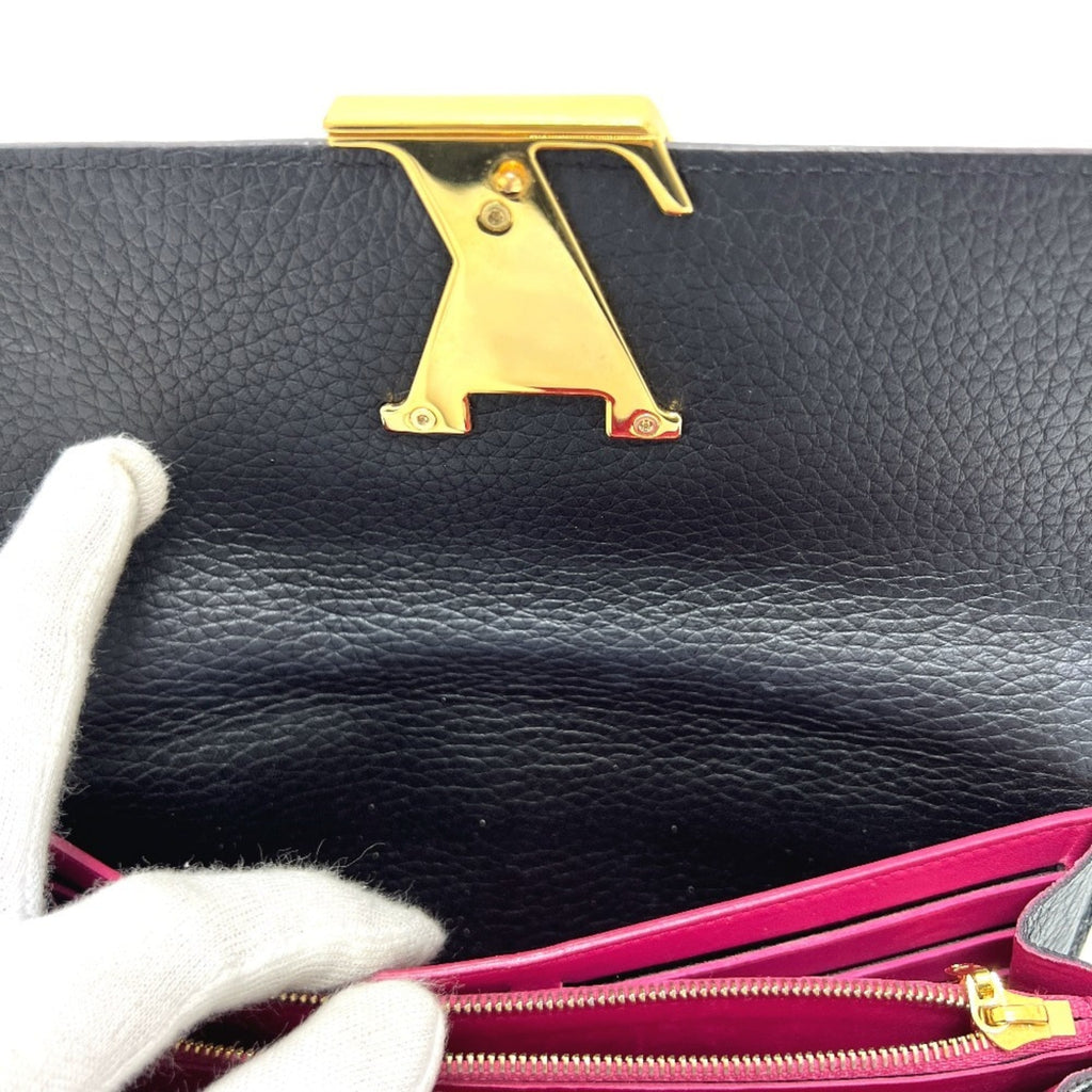 Louis Vuitton Black Noir Leather Long Wallet