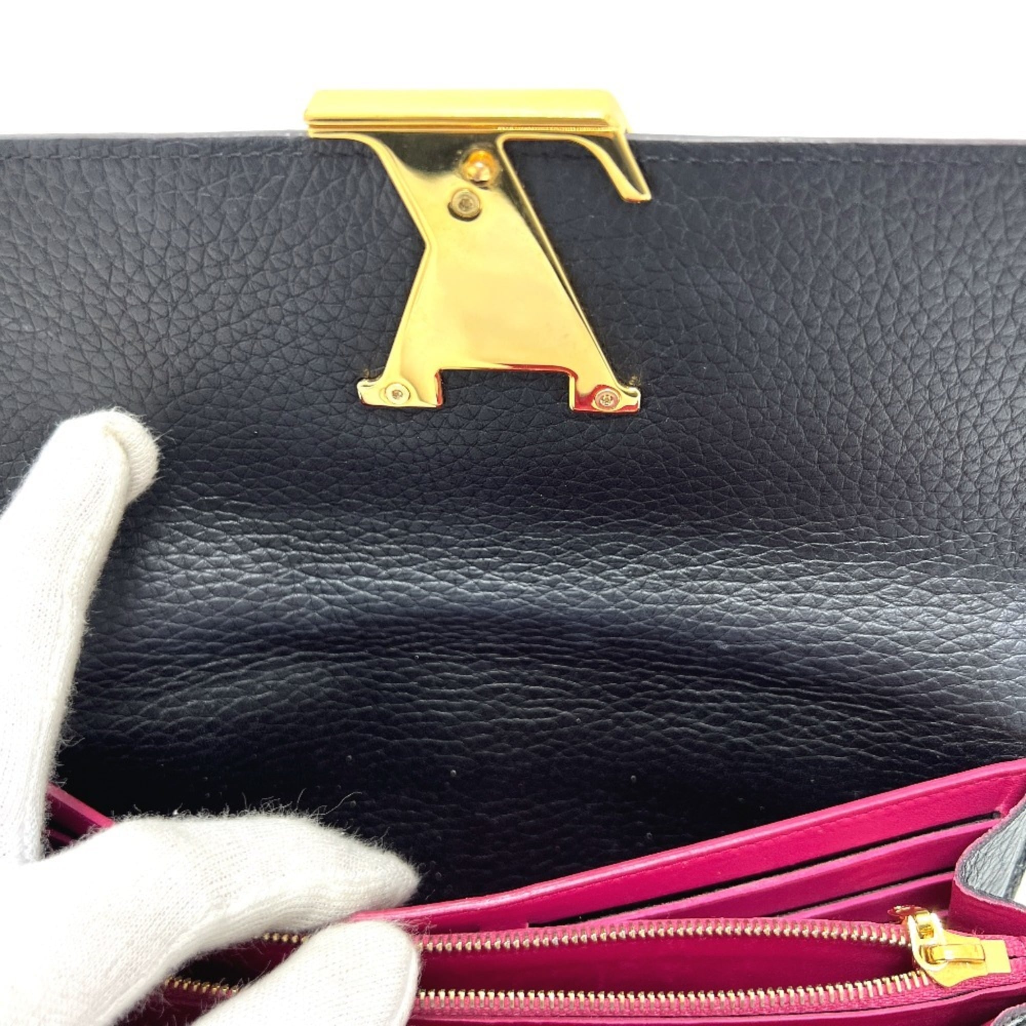 Louis Vuitton Black Noir Leather Long Wallet