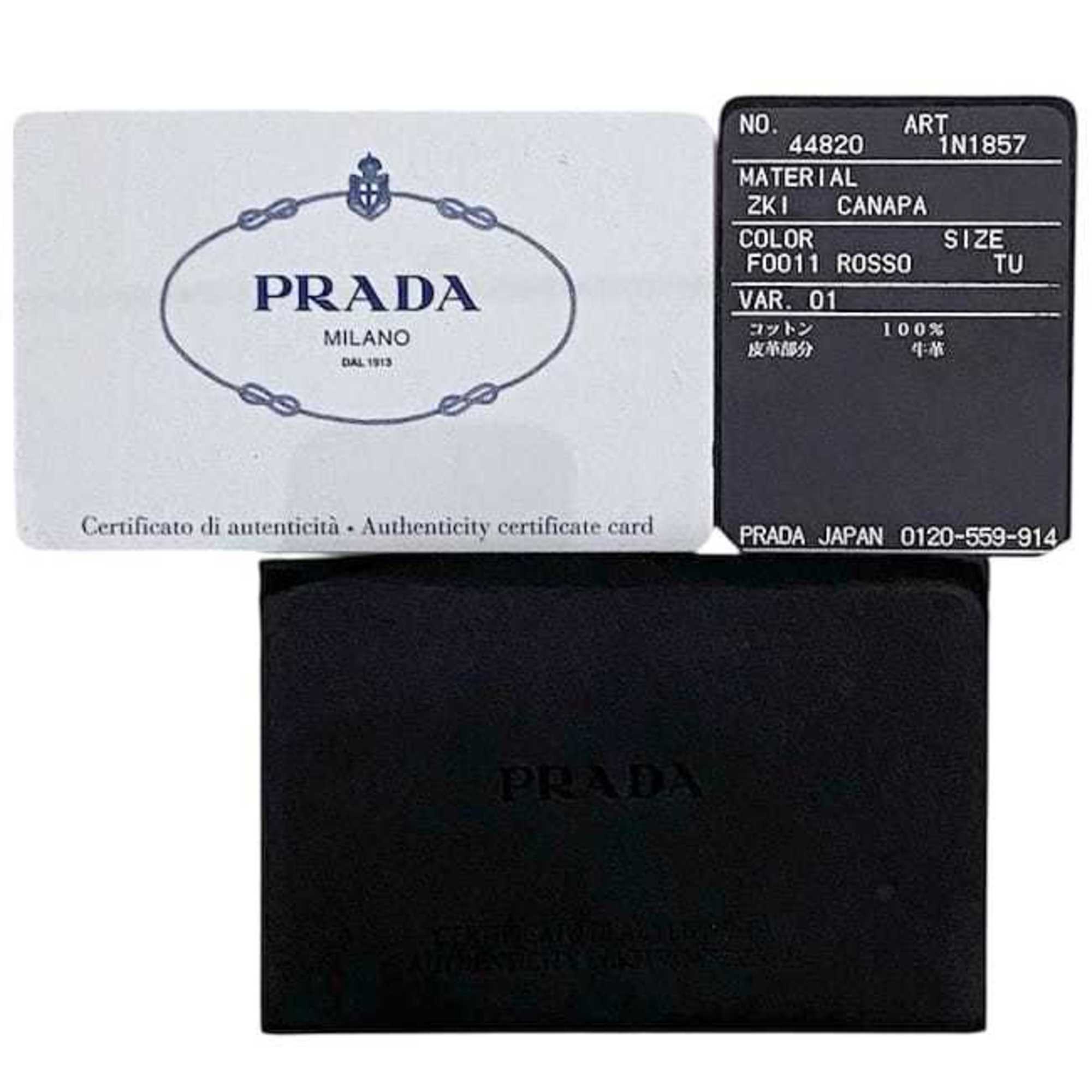 Prada Red Color Canvas Leather Pouch