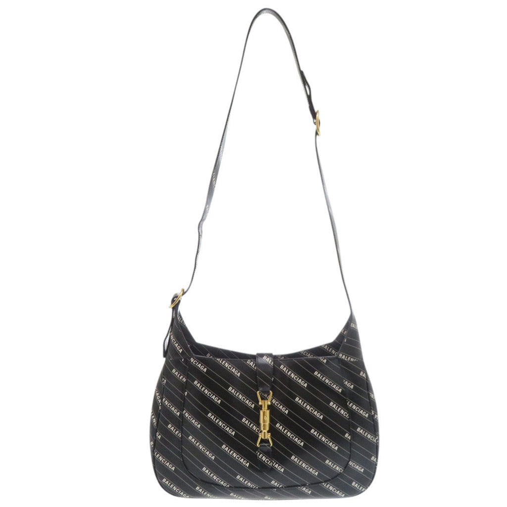 Gucci Black White Leather Shoulder Bag (Pre-Owned)