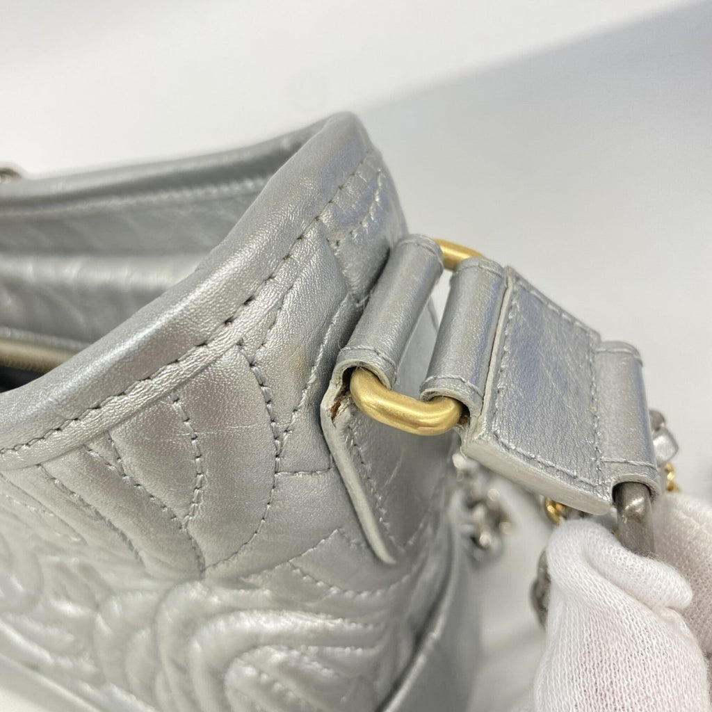 Chanel Silver Leather Shoulder Bag