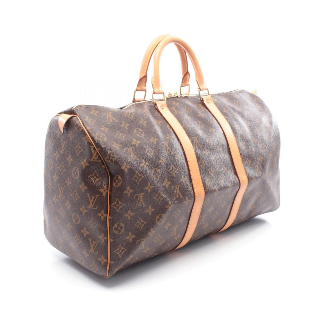 Louis Vuitton Brown Coated Canvas Pvc Monogram Leather Boston Bag Handbag