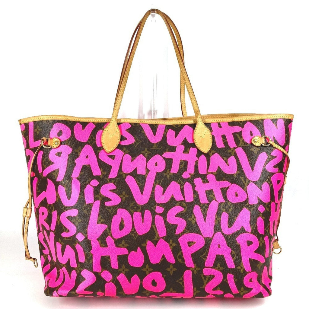 Louis Vuitton Fuchsia Pink Galle Pink Monogram Graffiti Shoulder Bag Tote Bag
