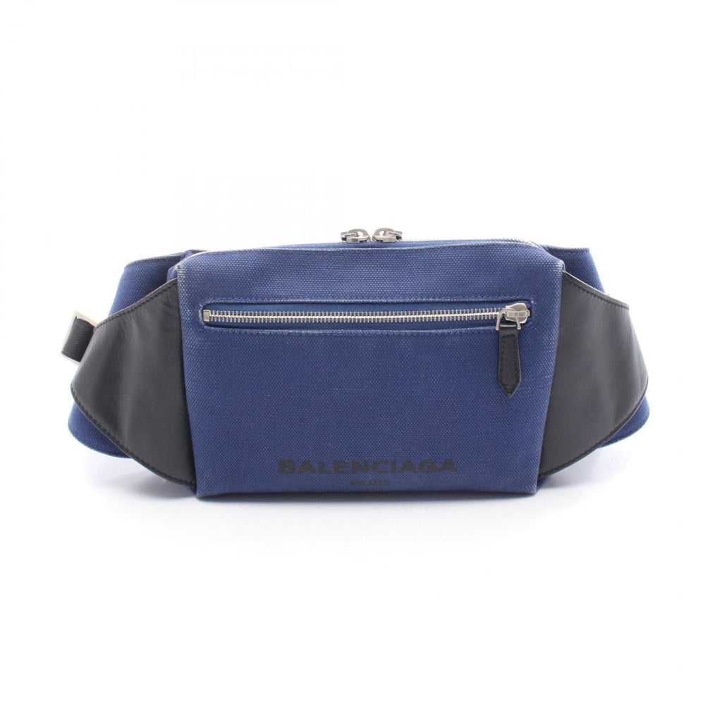 Balenciaga Black Navy Canvas Leather Fanny Pack