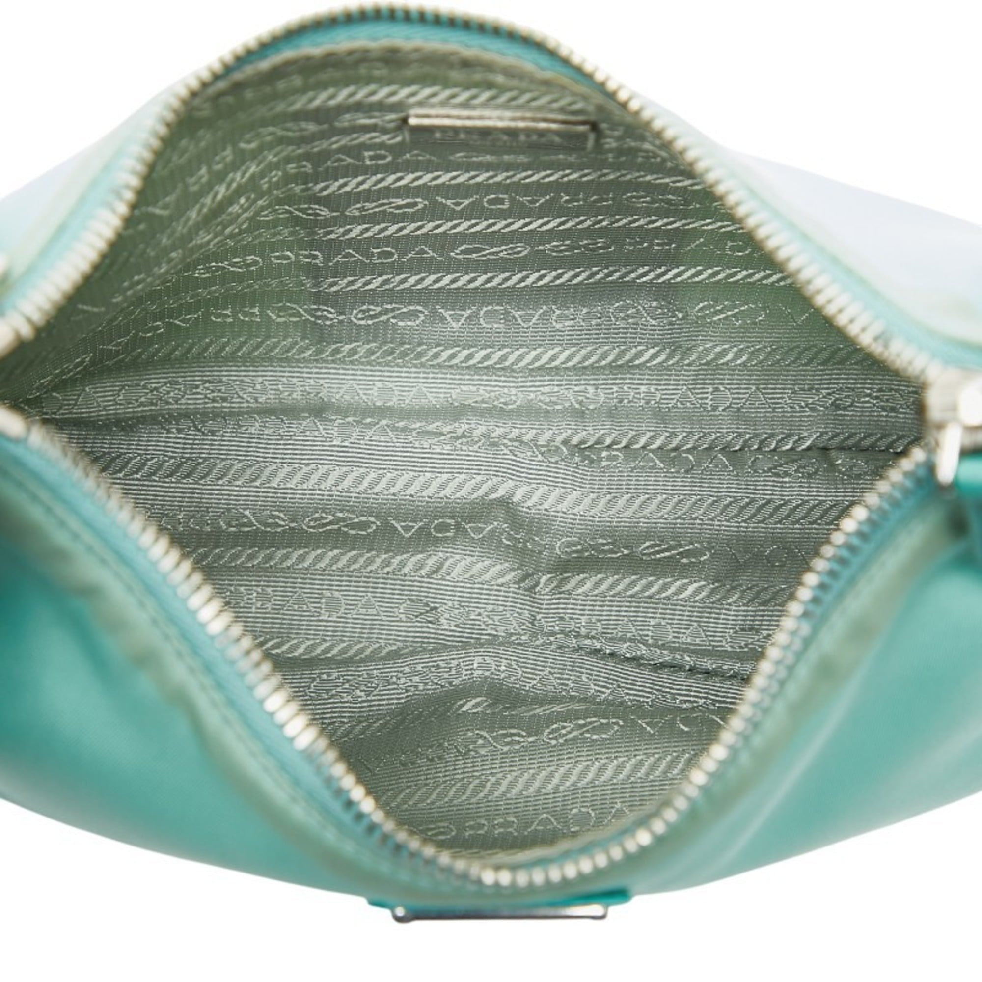Prada Light Green Nylon Leather Handbag Shoulder Bag