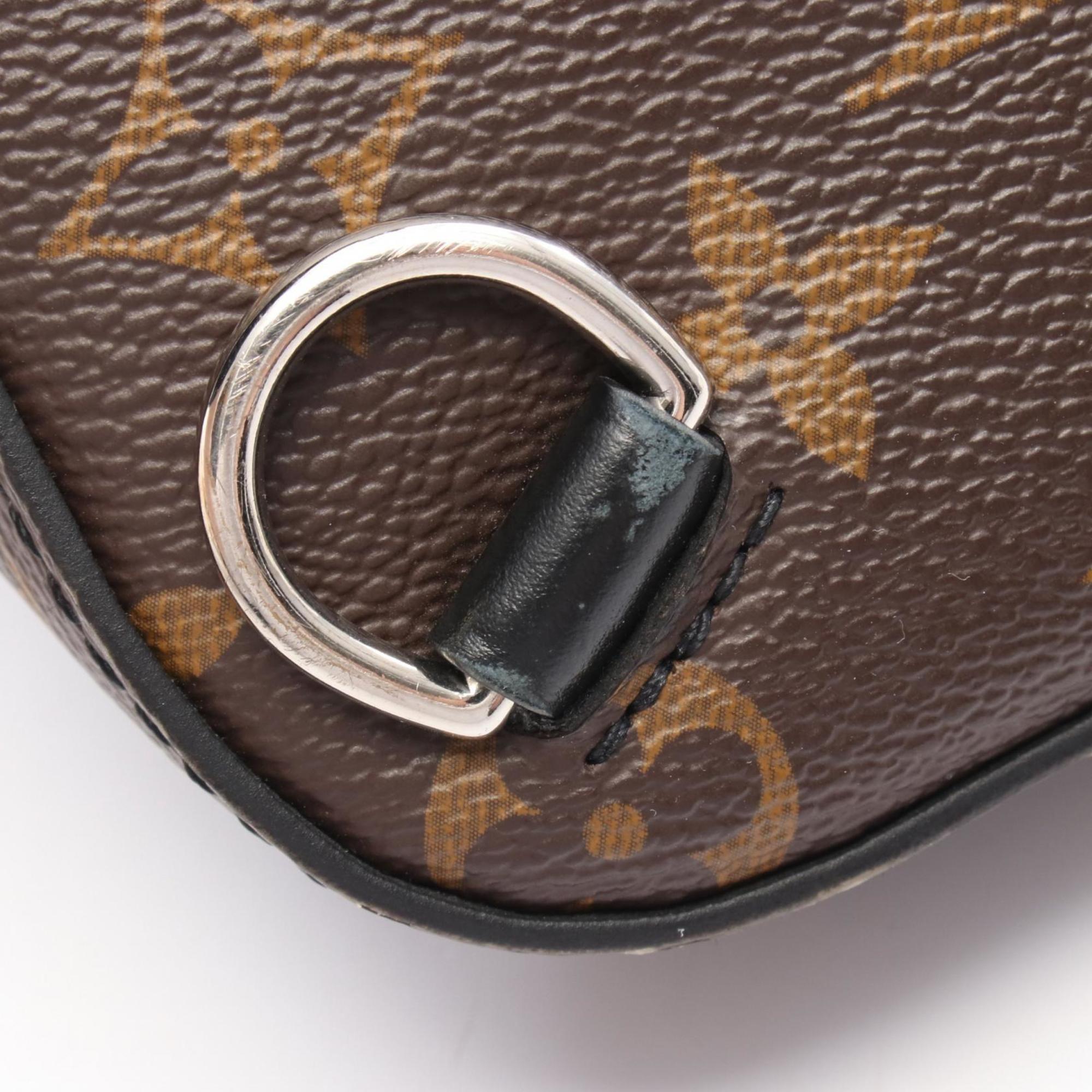 Louis Vuitton Black Brown Coated Canvas Leather Fanny Pack Sling Bag