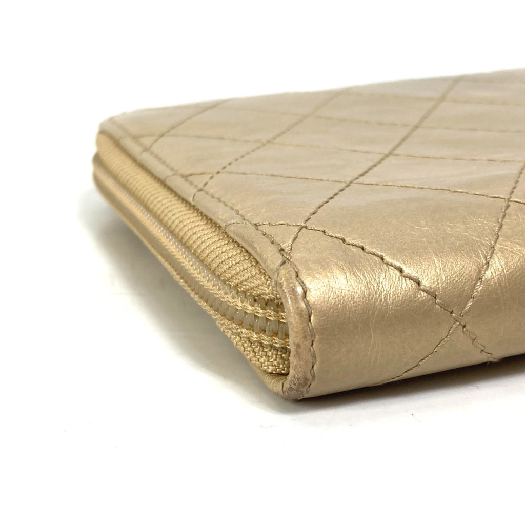 Chanel Gold Leather Long Wallet (Bi-Fold)