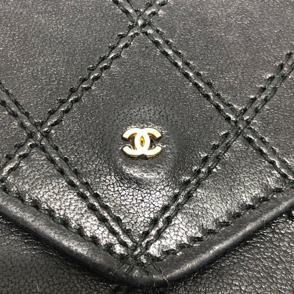 Chanel Black Leather Long Wallet (Bi-Fold)