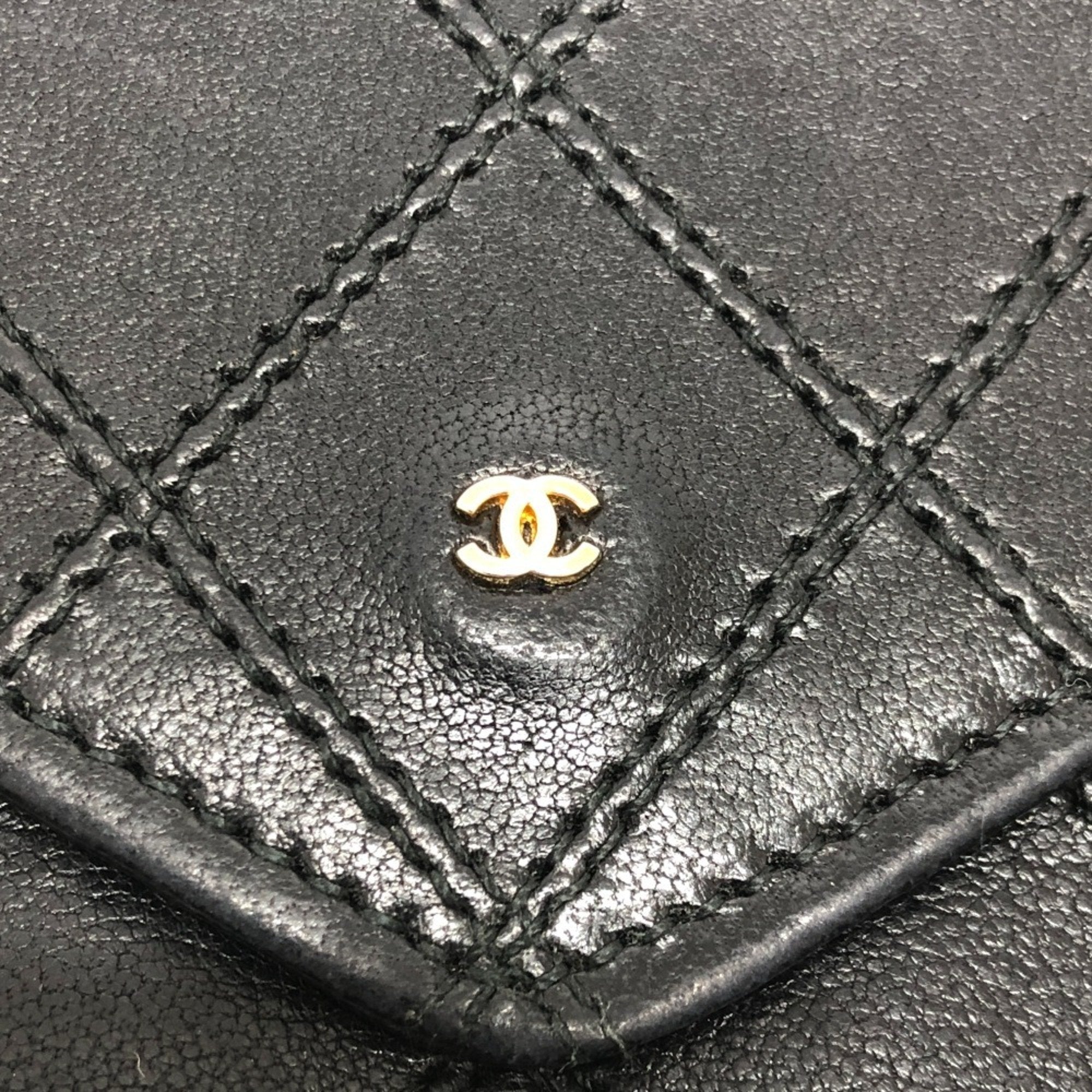 Chanel Black Leather Long Wallet (Bi-Fold)