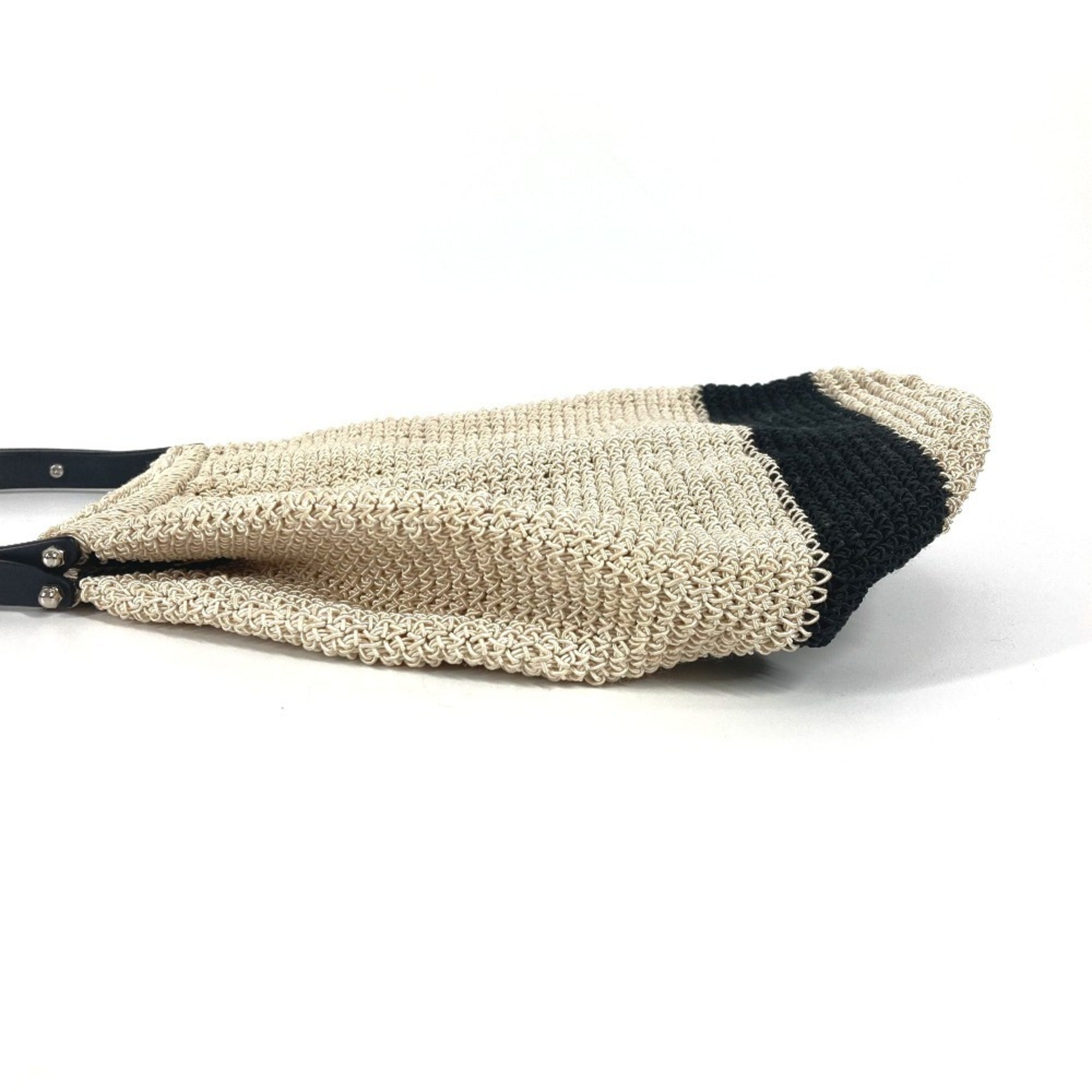 Chanel Beige Black Mesh Handbag