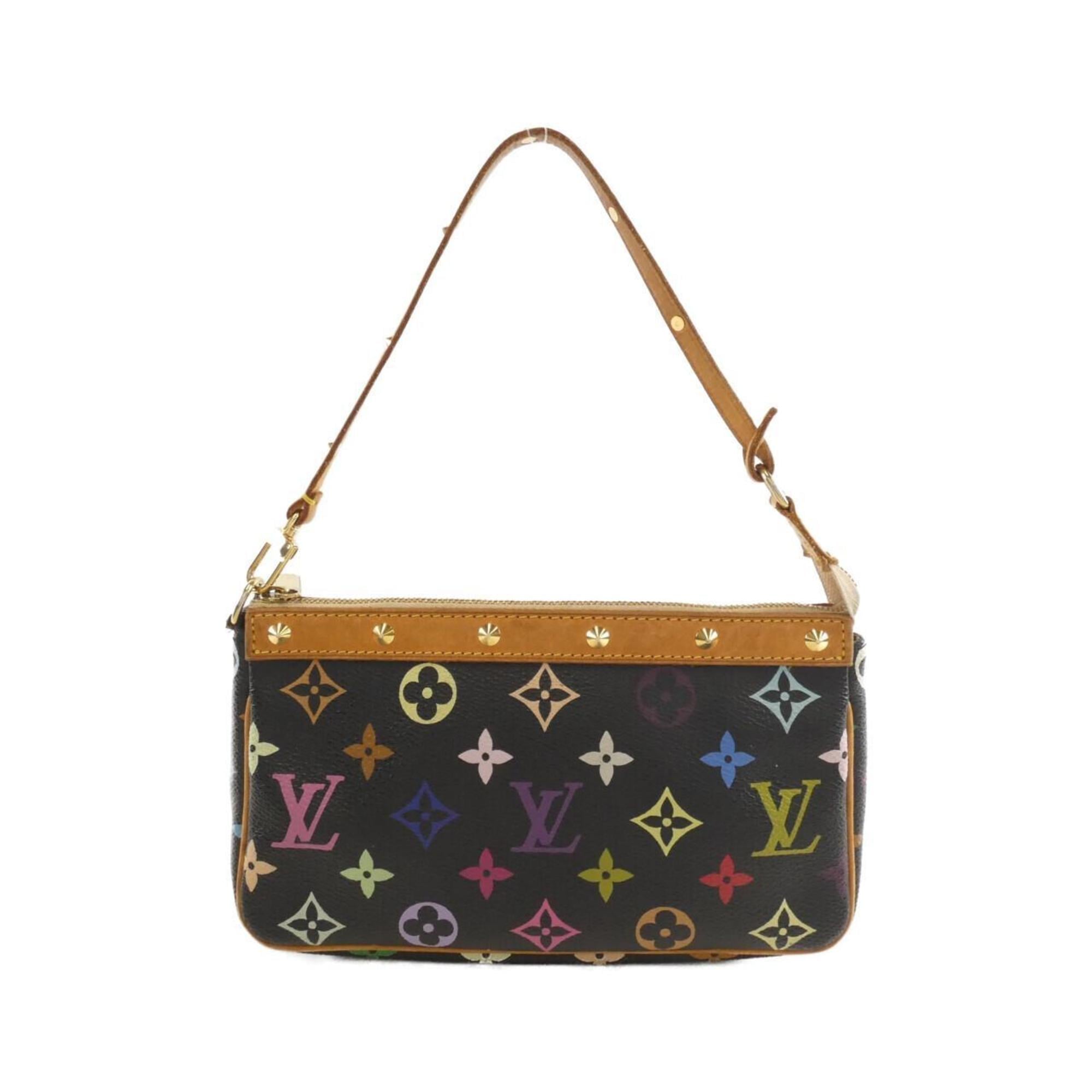 Louis Vuitton Black Multi-Color Coated Canvas Pochette Pouch