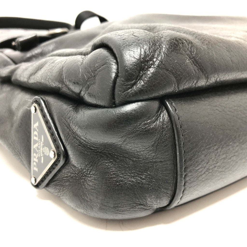 Prada Black Leather Messenger Bag Shoulder Bag